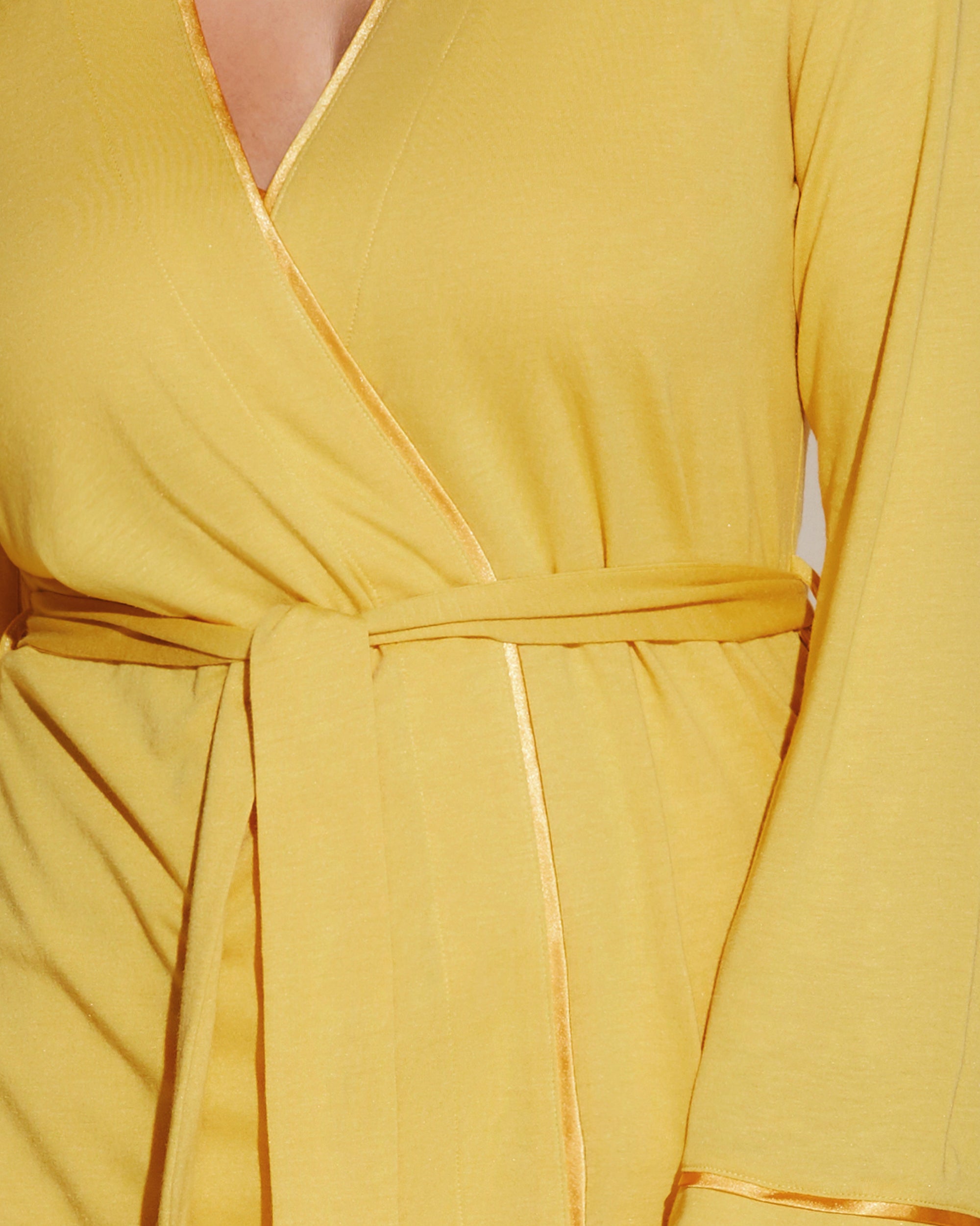 Yellow Set - Bella Curvy Racerback Cami, Pant And Robe Set