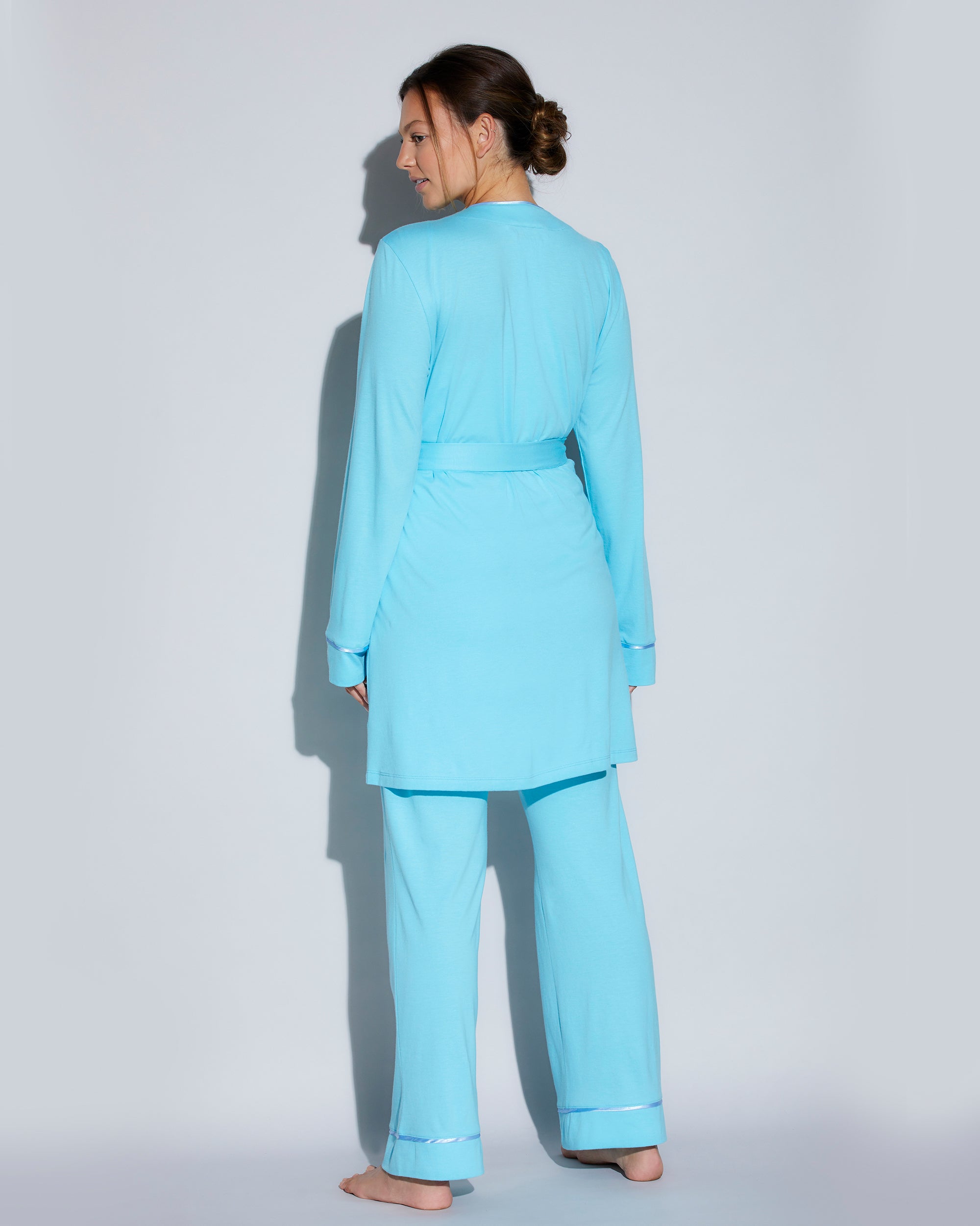 Verte Ensemble - Bella Ensemble De Pyjama Caraco Dos Nageur, Robe De Chambre, Pantalon Curvy