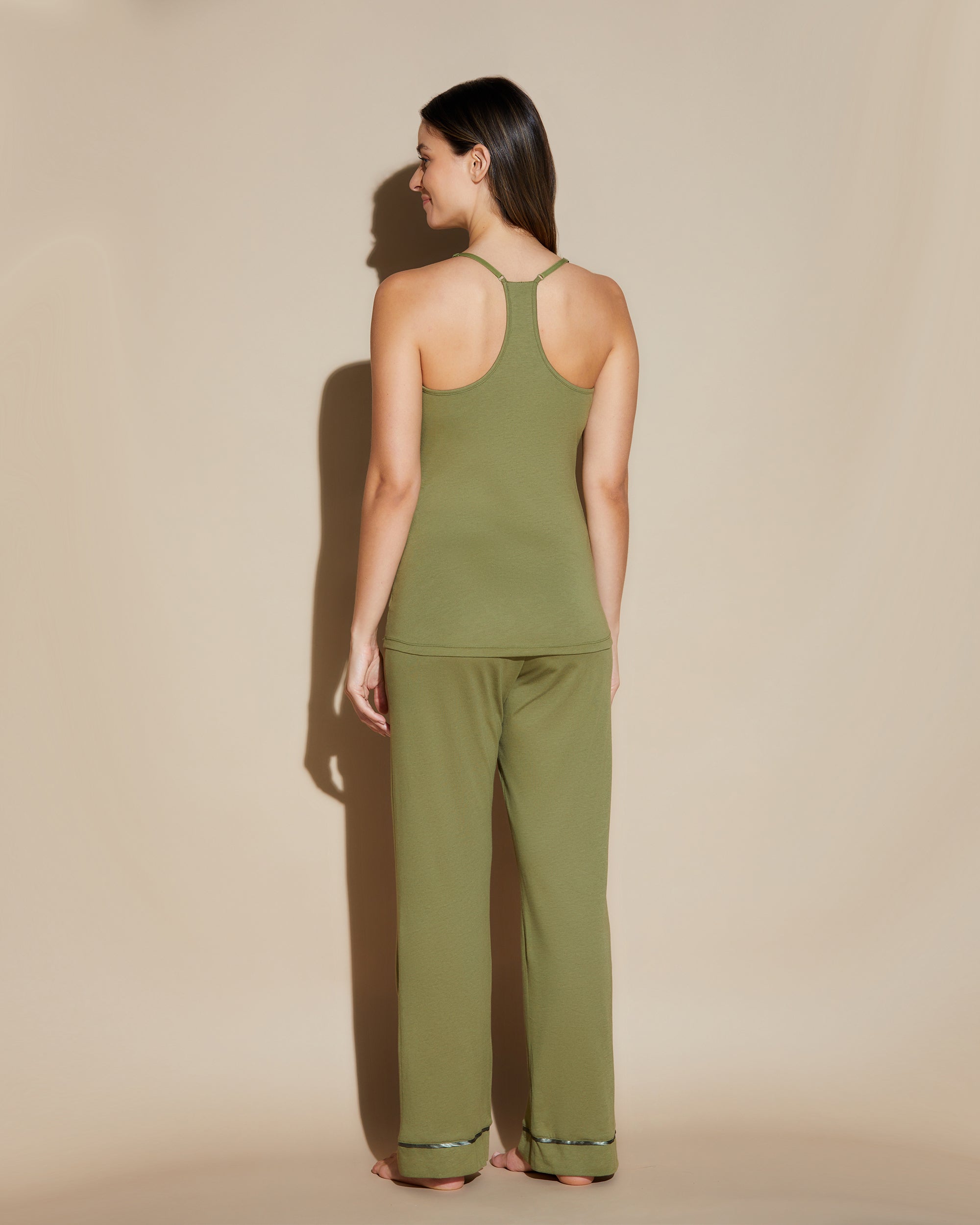 Verte Ensemble - Bella Ensemble De Pyjama Caraco Dos Nageur, Robe De Chambre Et Pantalon