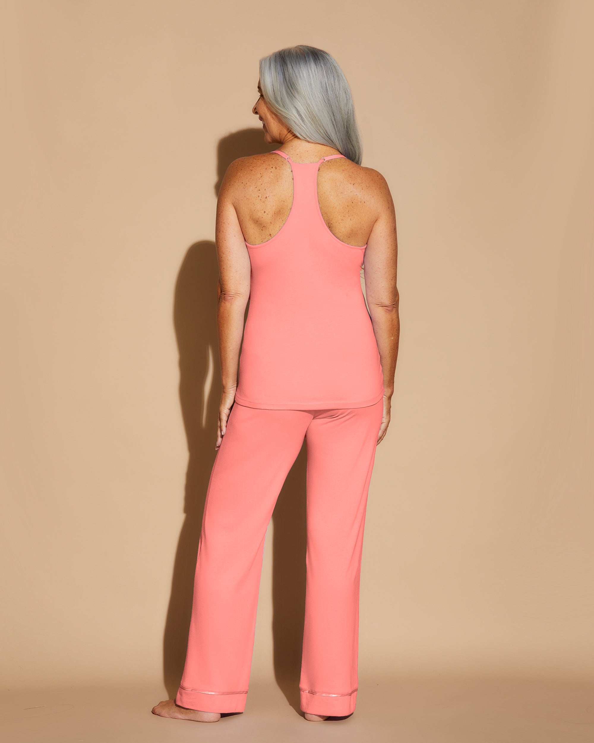 Orange Set - Bella Racerback Camisole, Robe And Pant Pajama Set