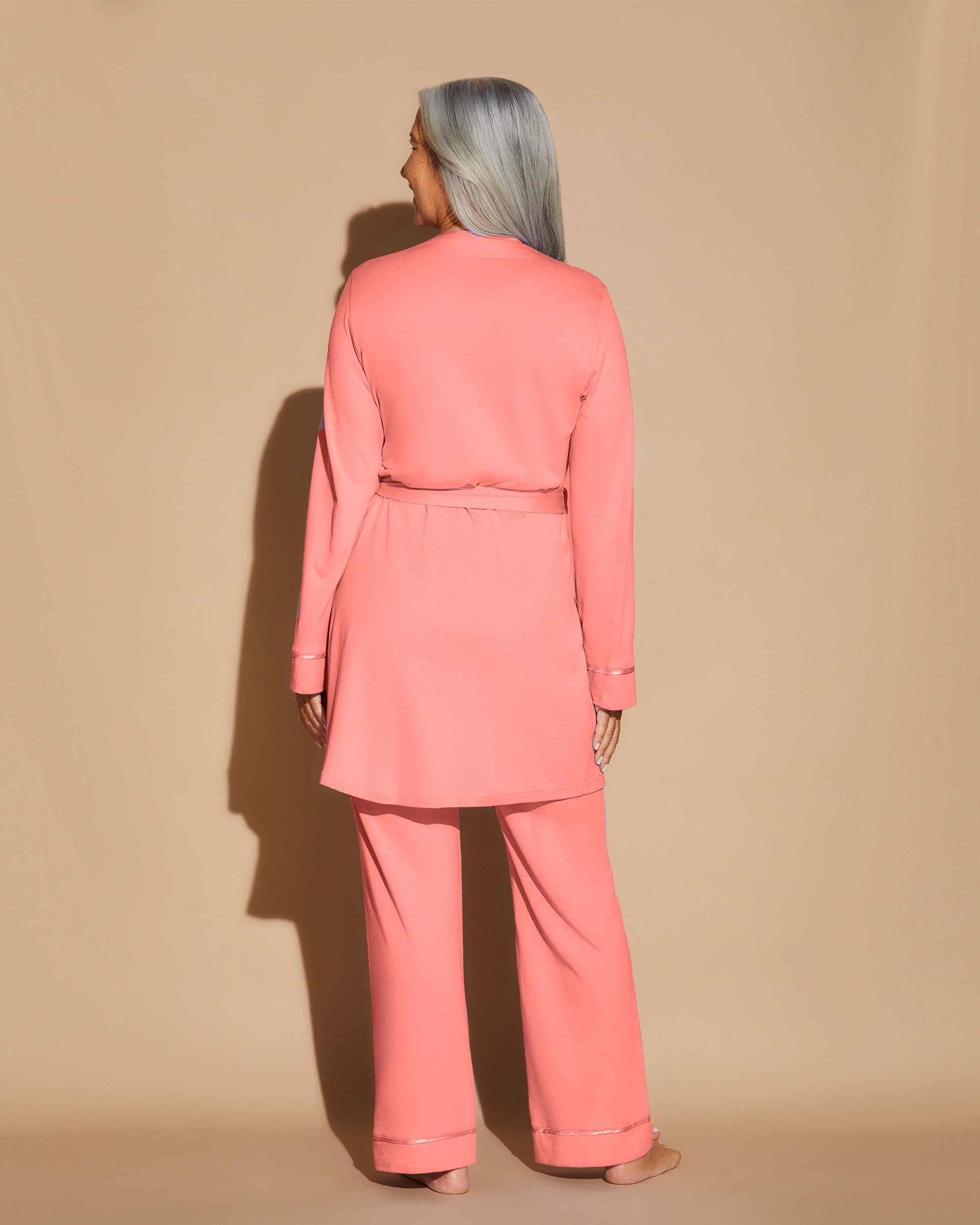 Orange Set - Bella Racerback Camisole, Robe And Pant Pajama Set