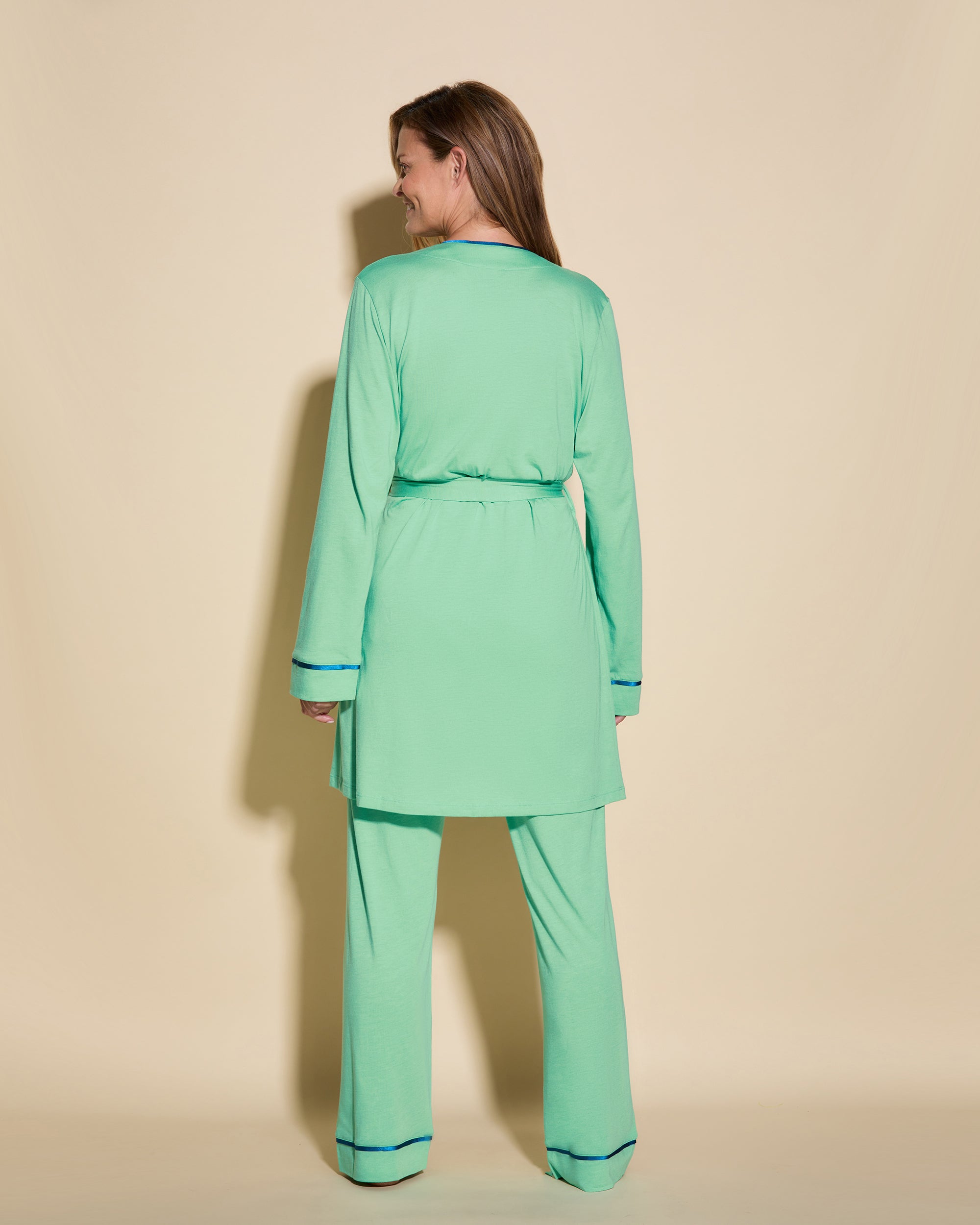 Verte Ensemble - Bella Ensemble De Pyjama Caraco Dos Nageur, Robe De Chambre Et Pantalon