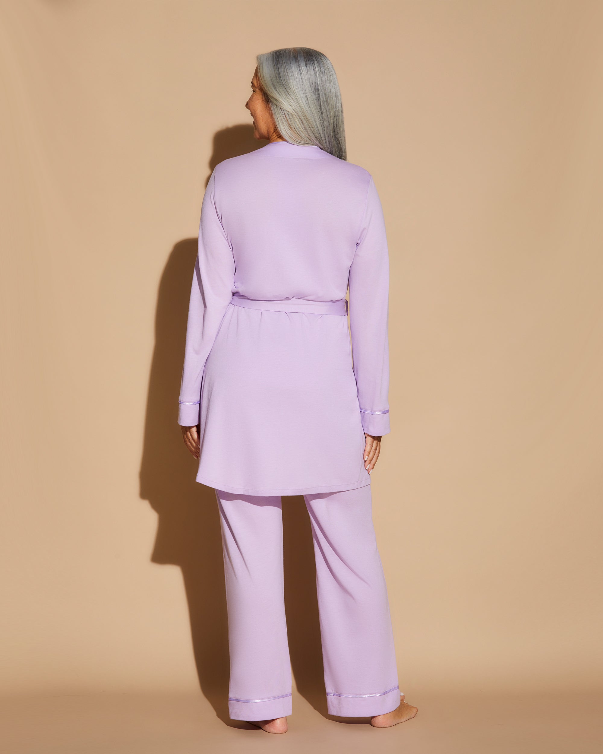 Violette Ensemble - Bella Ensemble De Pyjama Caraco Dos Nageur, Robe De Chambre Et Pantalon