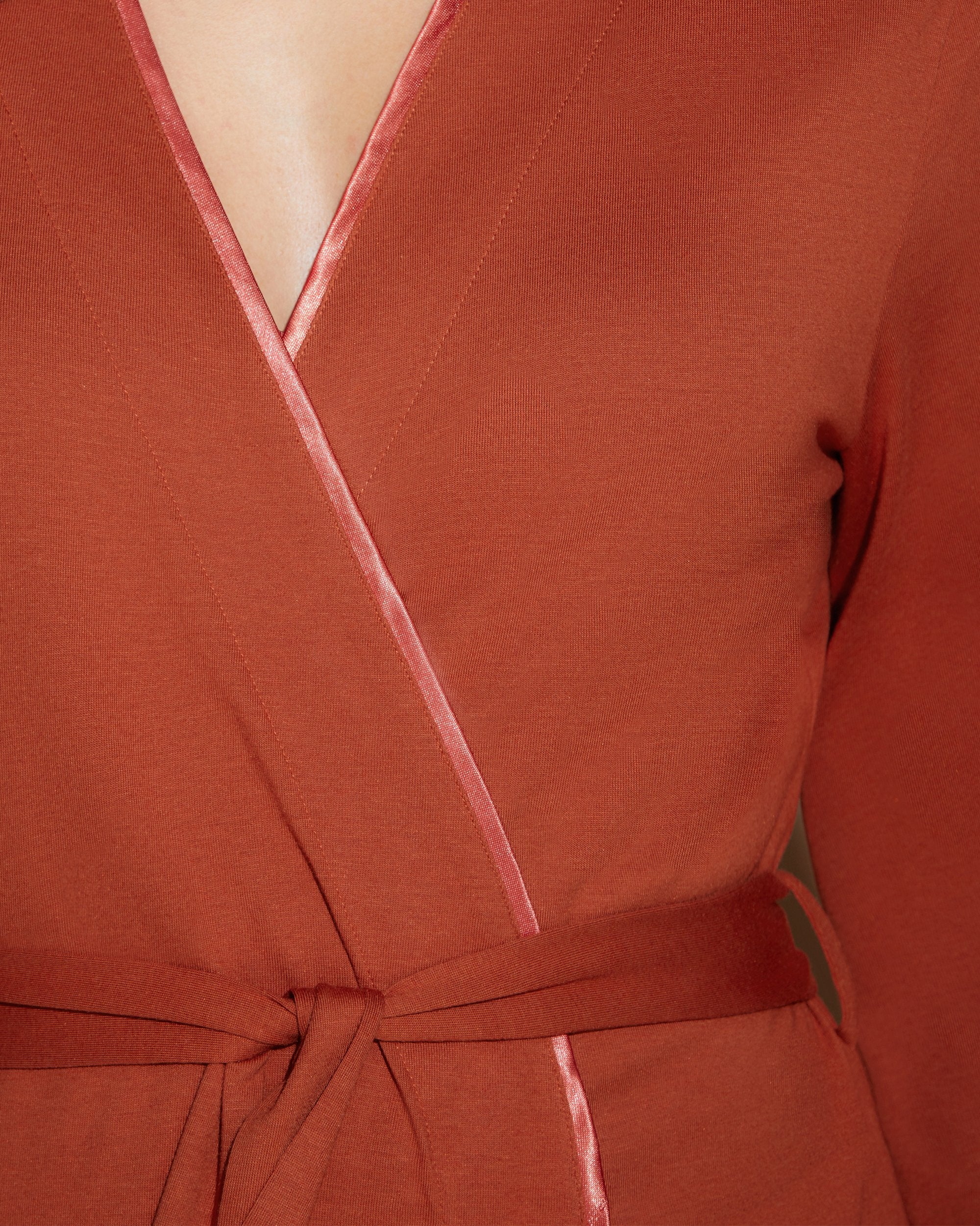 Orange Ensemble - Bella Ensemble De Pyjama Caraco Dos Nageur, Robe De Chambre Et Pantalon