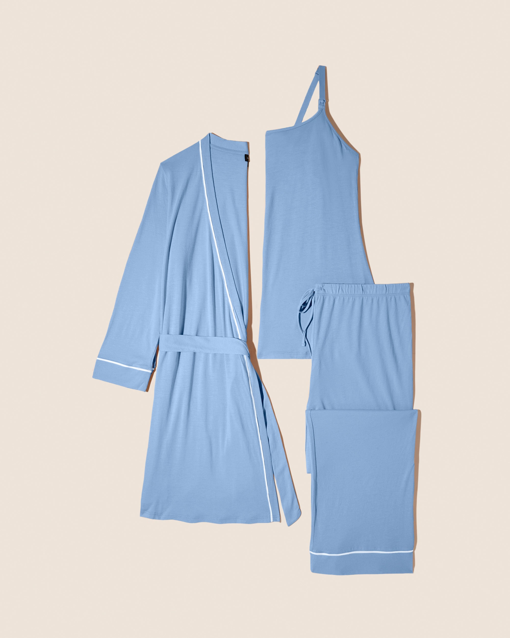 Blu Set - Bella Pigiama Da Allattamento  3 Pezzi Con Vestaglia