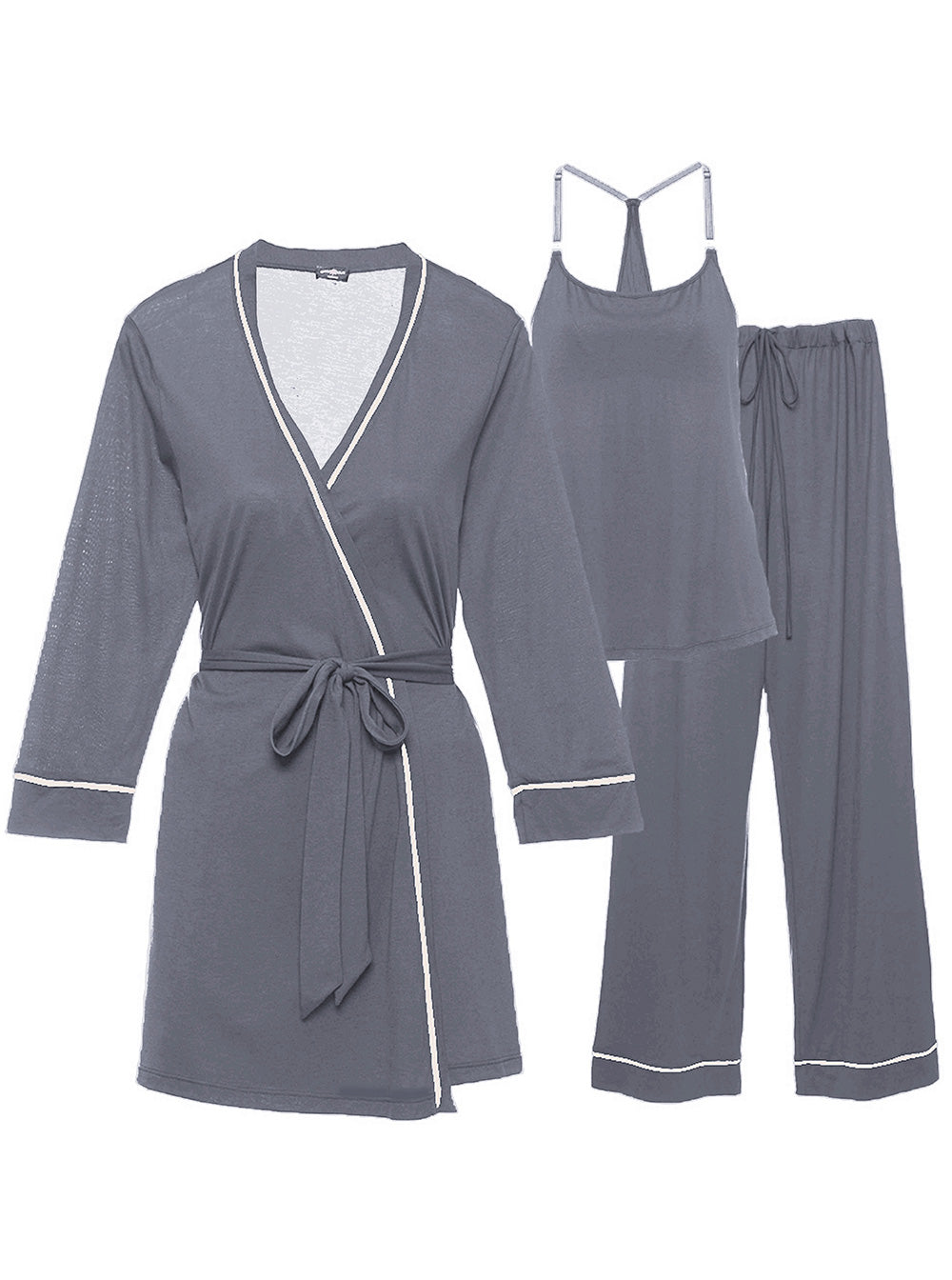 Gray Set - Bella Nursing 3 Piece Set With Robe