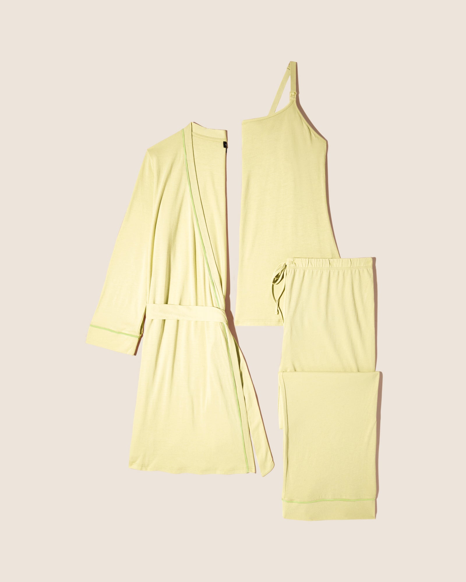 Jaune Ensemble - Bella Pyjama D'Allaitement 3 Pièces Avec Peignoir