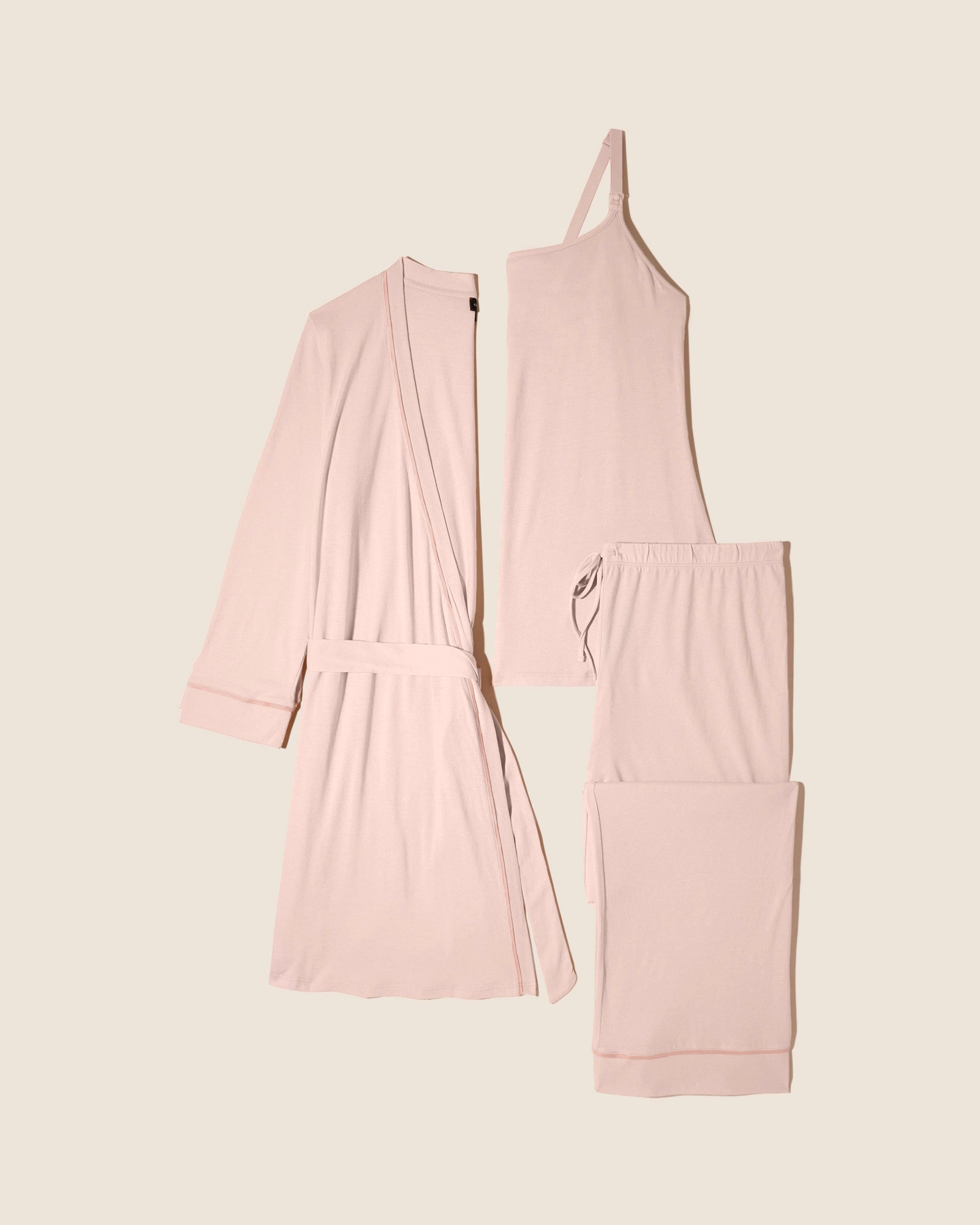 Rosa Set - Bella Pyjama-Set Für Schwangere, 3-Teilig, Mit Bademantel