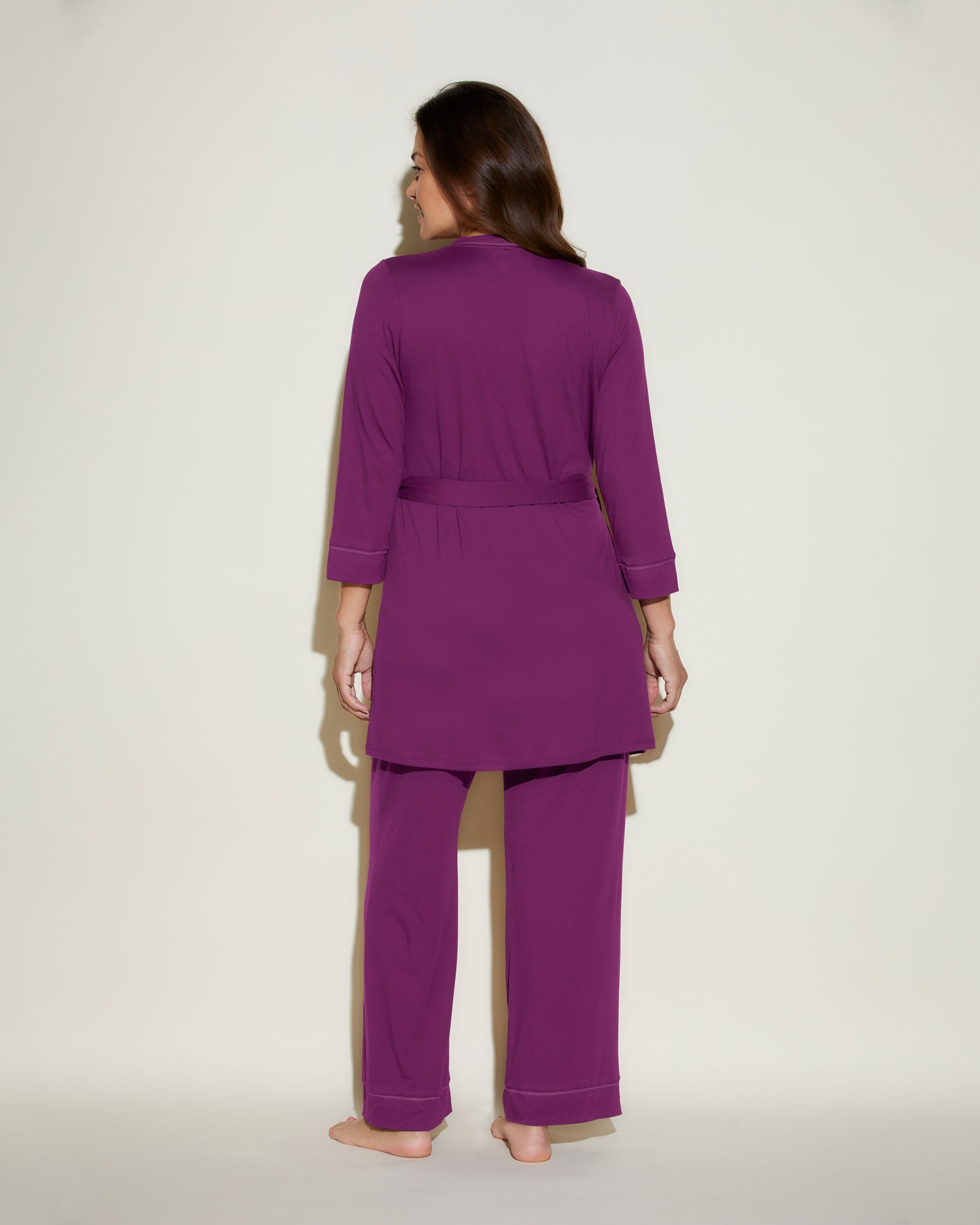 Lila Set - Bella Pyjama-Set Für Schwangere, 3-Teilig, Mit Bademantel
