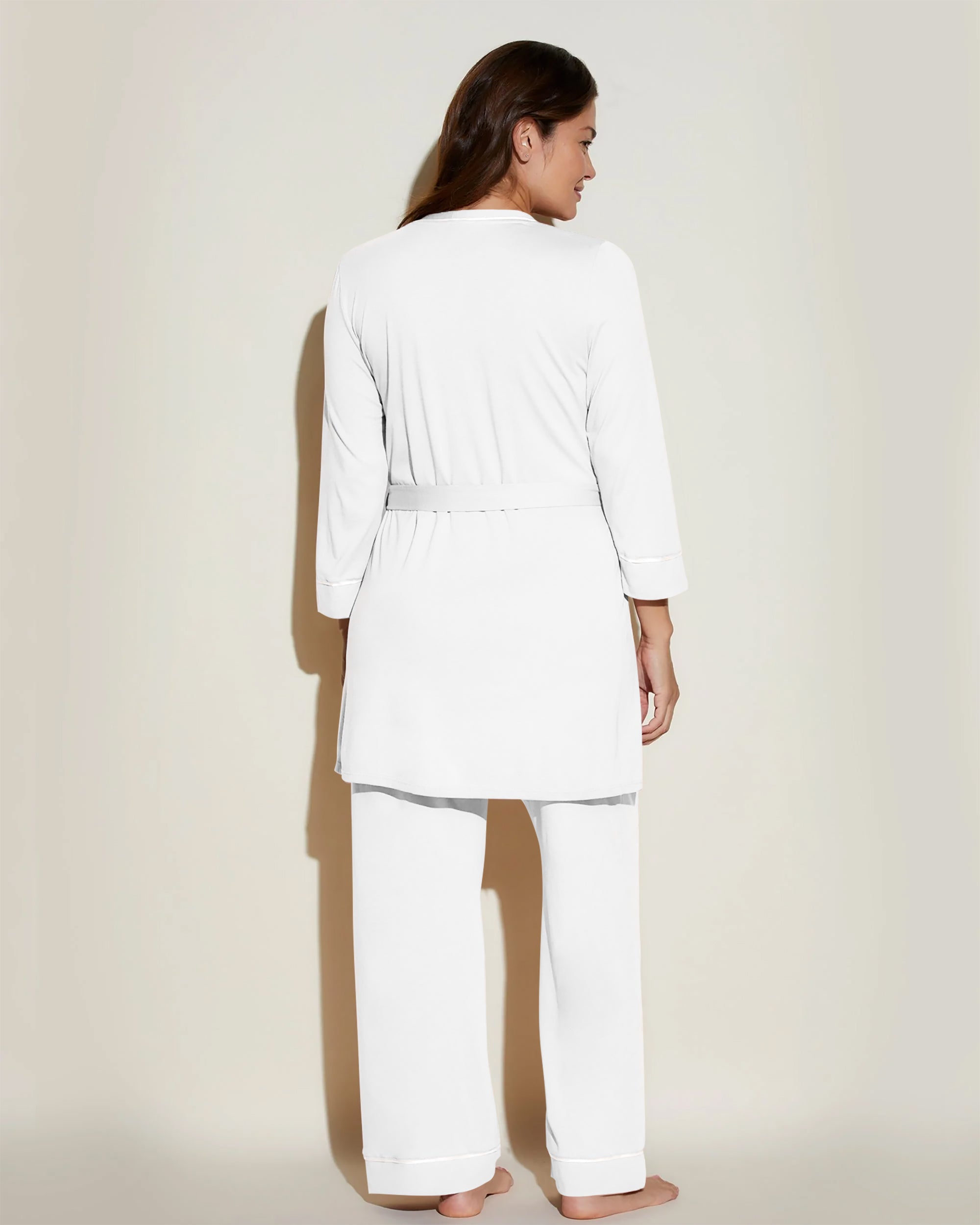 Bianco Set - Bella Pigiama Da Allattamento  3 Pezzi Con Vestaglia