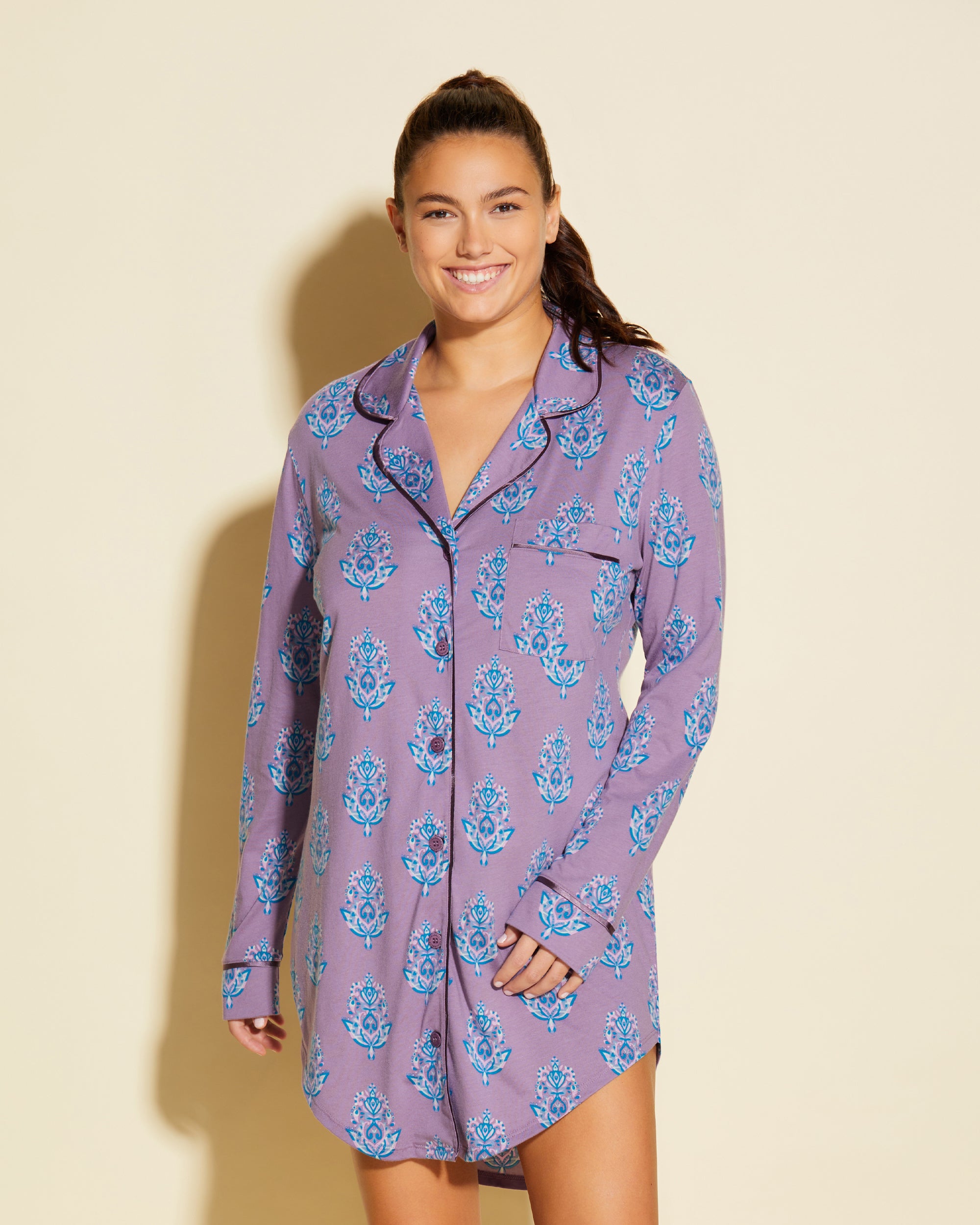 Imprimé Ensemble - Bella Printed Chemise De Nuit À Imprimés
