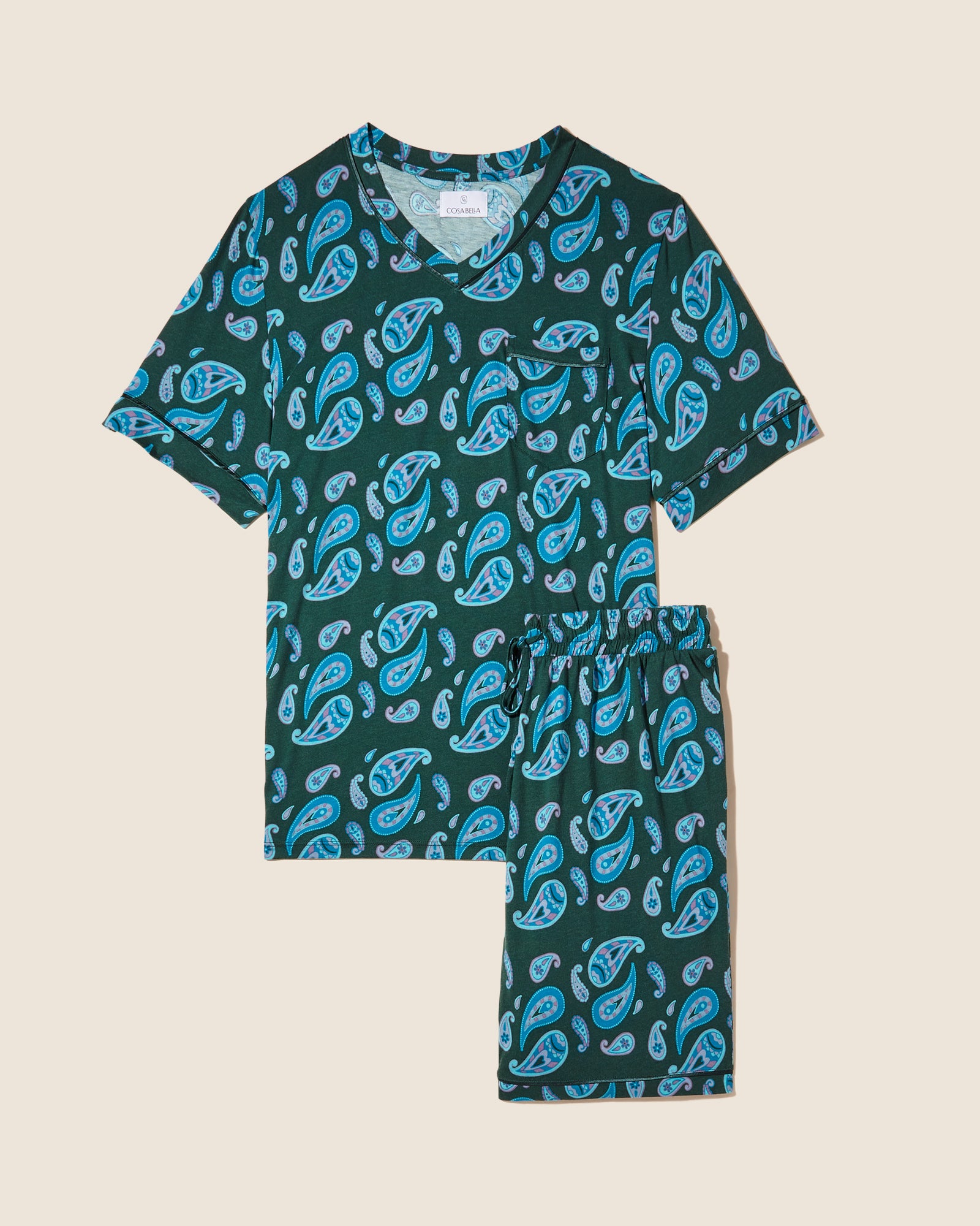 Stampa Set Uomo - Bella Printed Maglietta Con Scollo A V E Pantaloncini