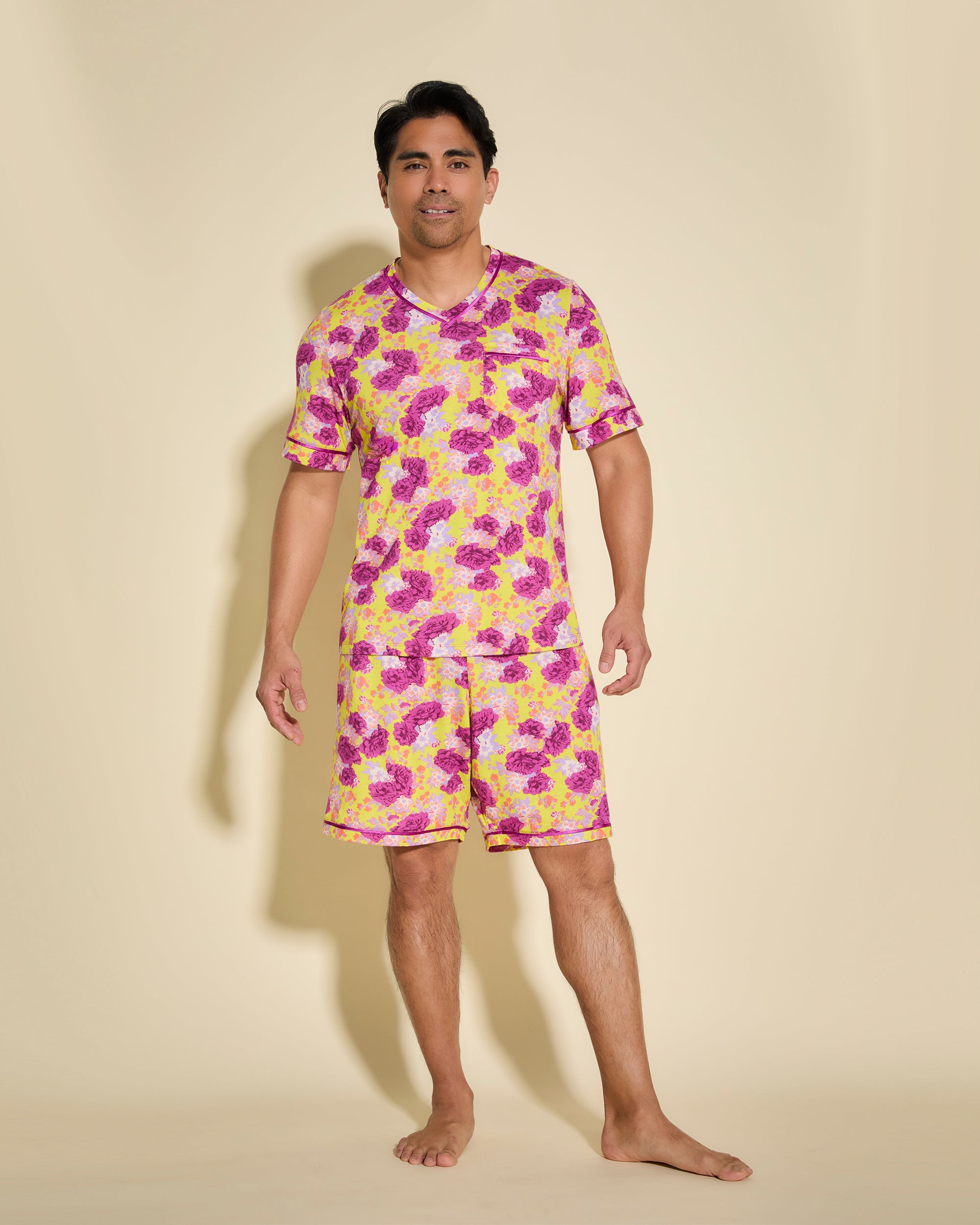 Print Men Sets - Bella Printed V Neck Shirt And Pant