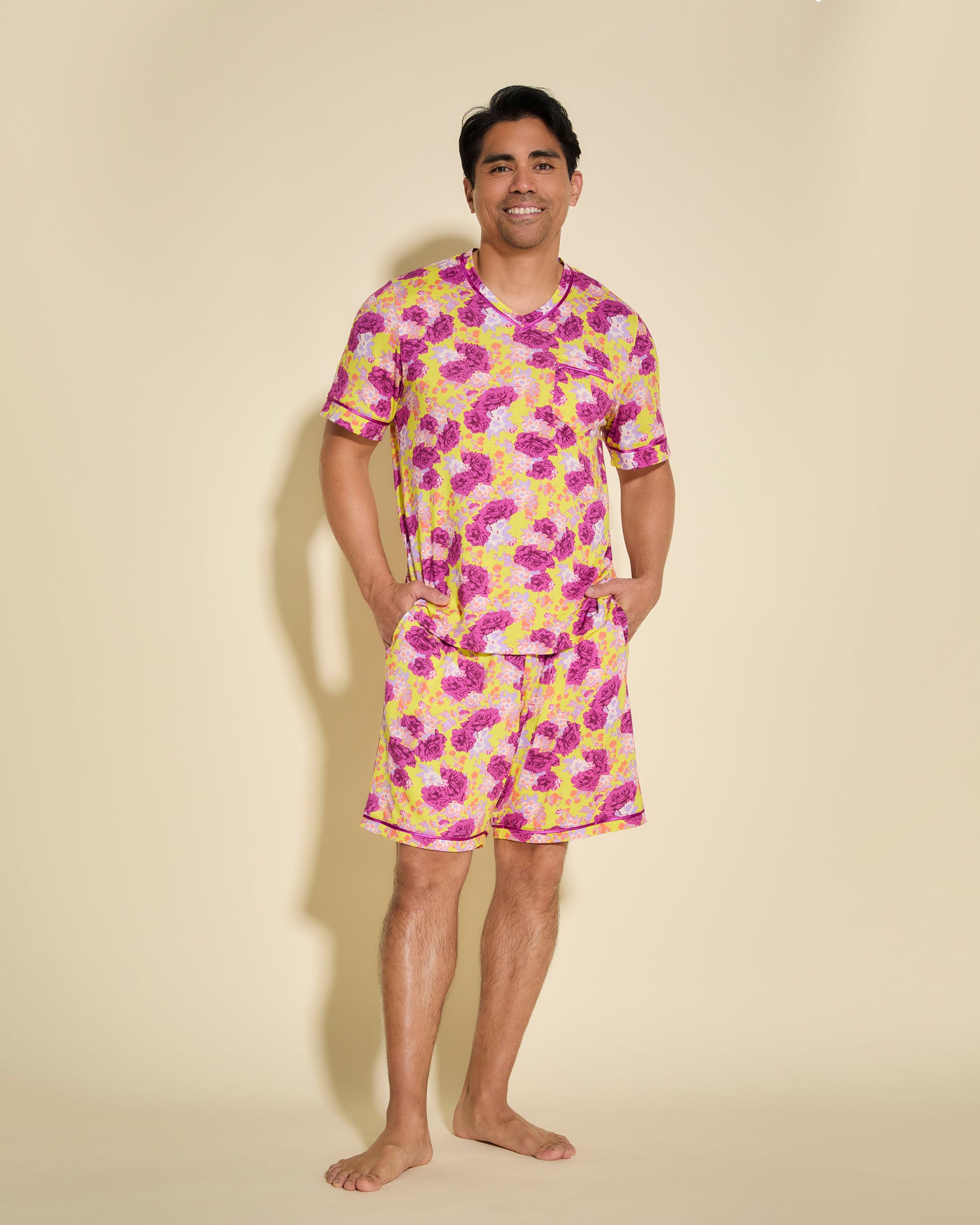Print Men Sets - Bella Printed V Neck Shirt And Pant