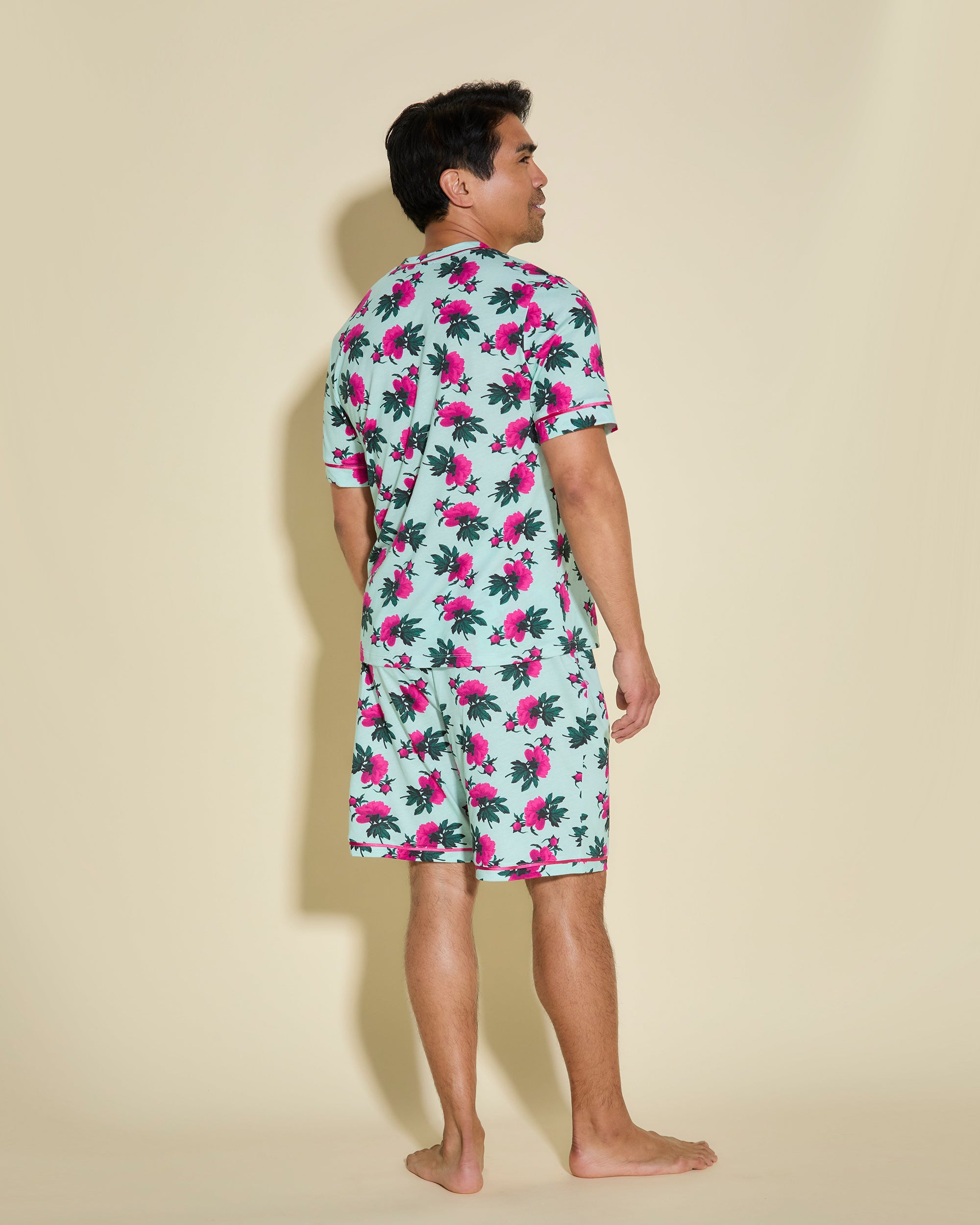 Gedruckt Herren-Sets - Bella Printed Shirt Und Hose Mit V-Ausschnitt