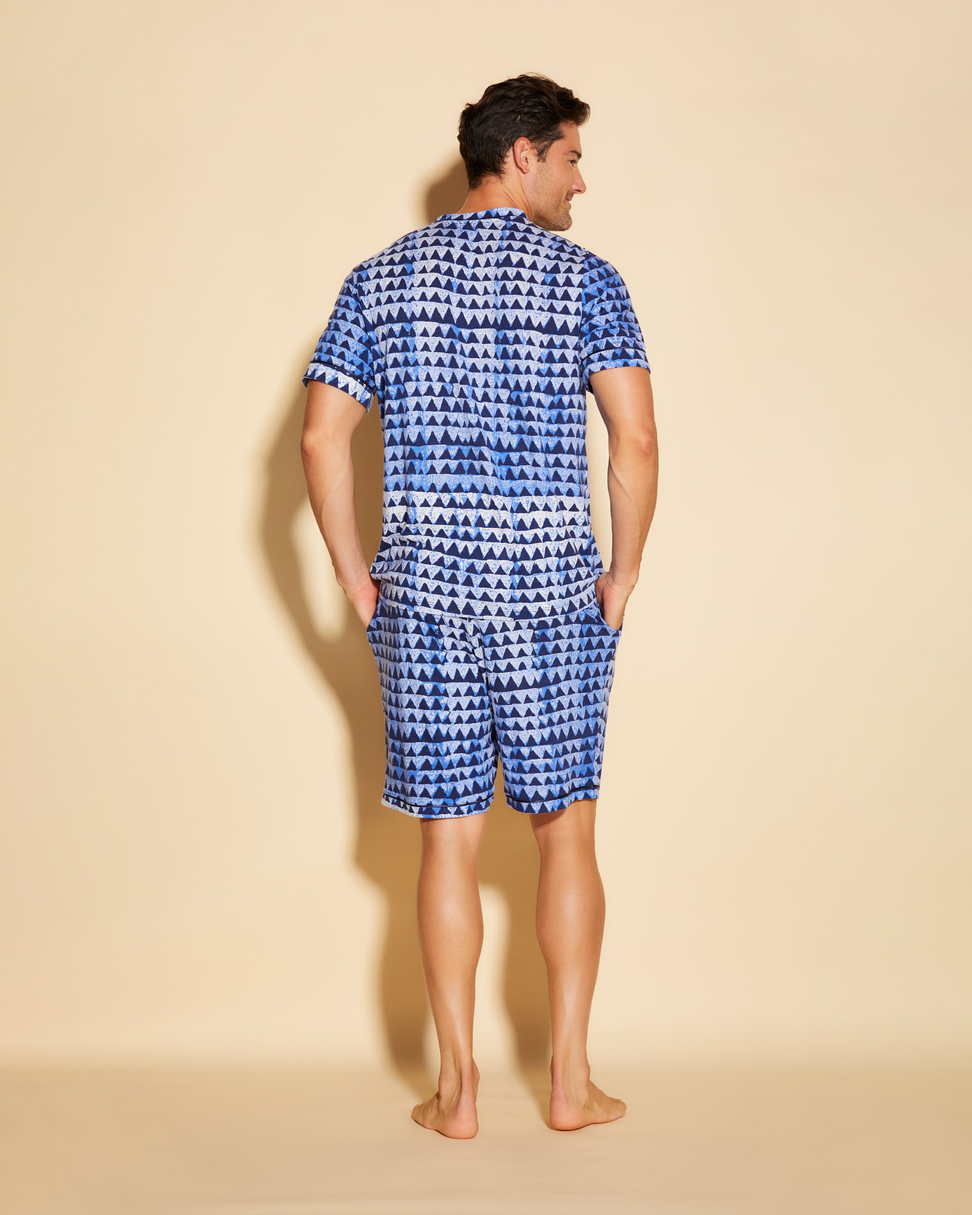Gedruckt Herren-Sets - Bella Printed Shirt Und Hose Mit V-Ausschnitt