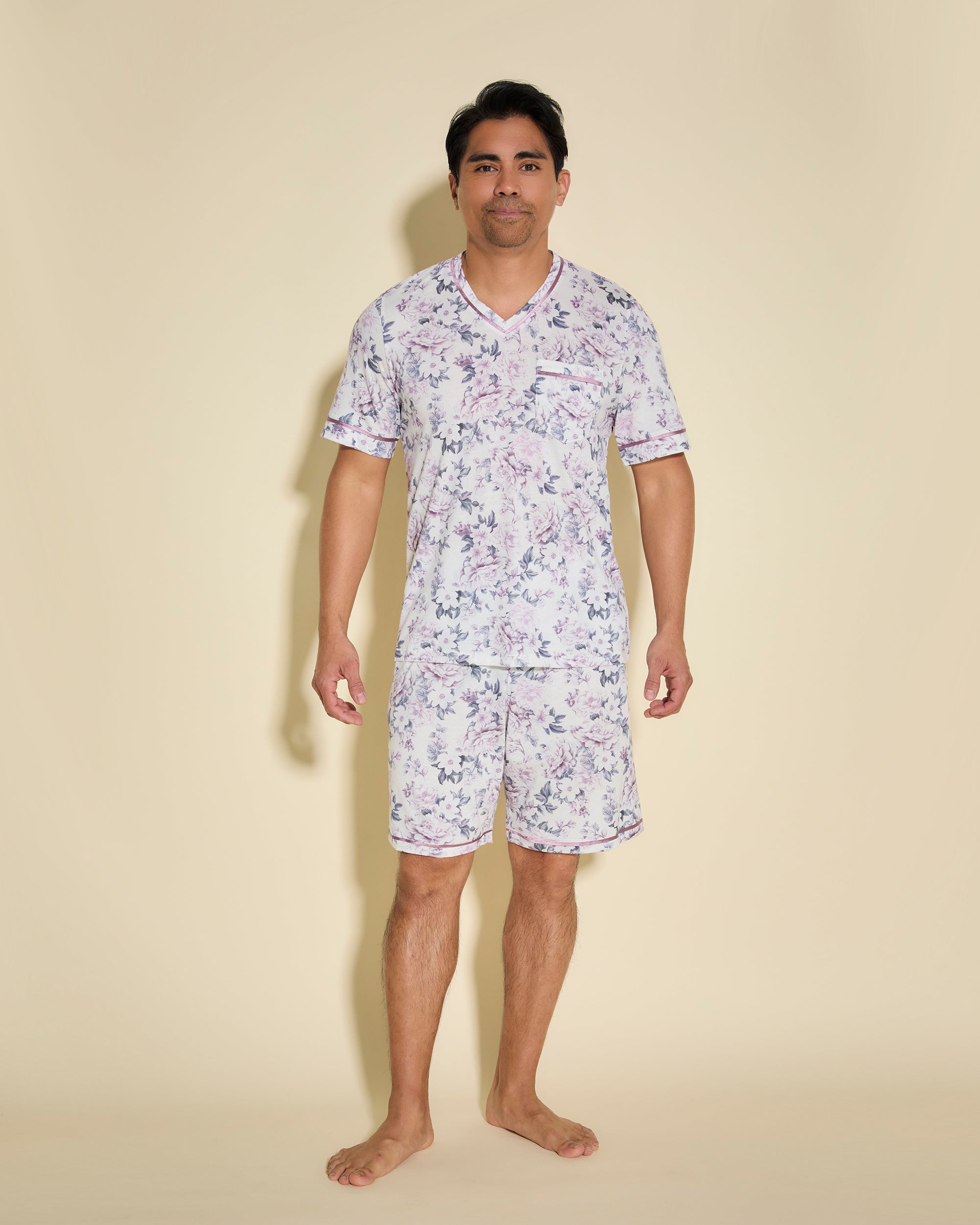 Gedruckt Herren-Sets - Bella Printed Shirt Und Hose Mit V-Ausschnitt