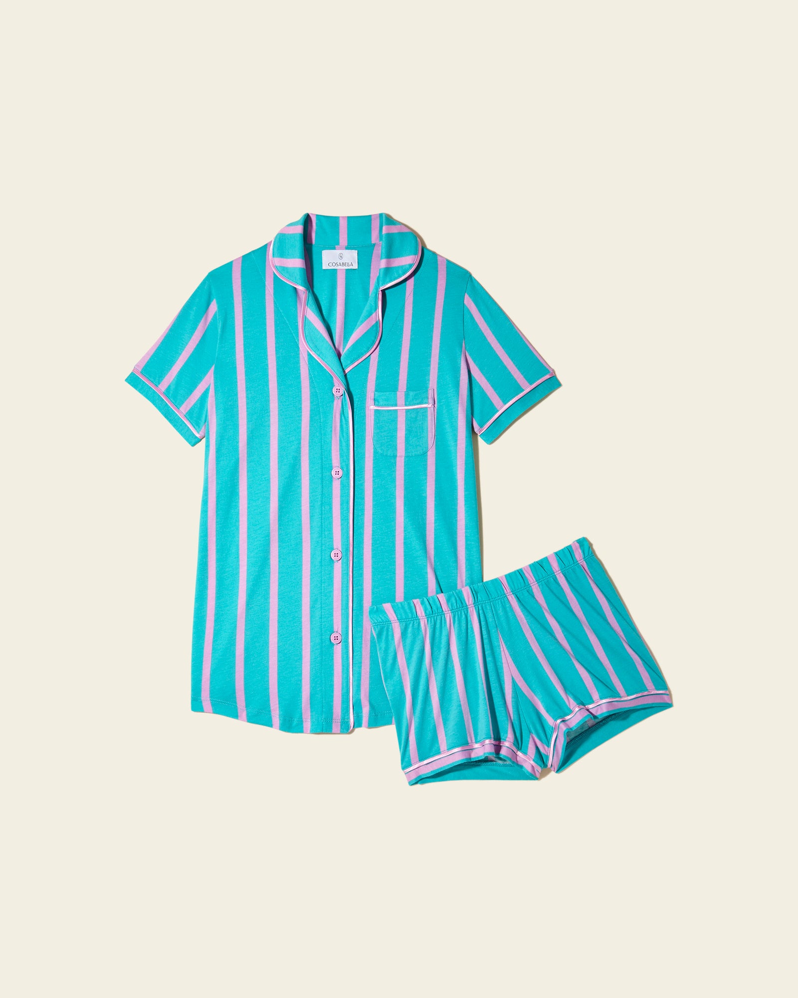Gedruckt Set - Bella Printed Kurzärmeliges Top & Boxer Pyjama-Set