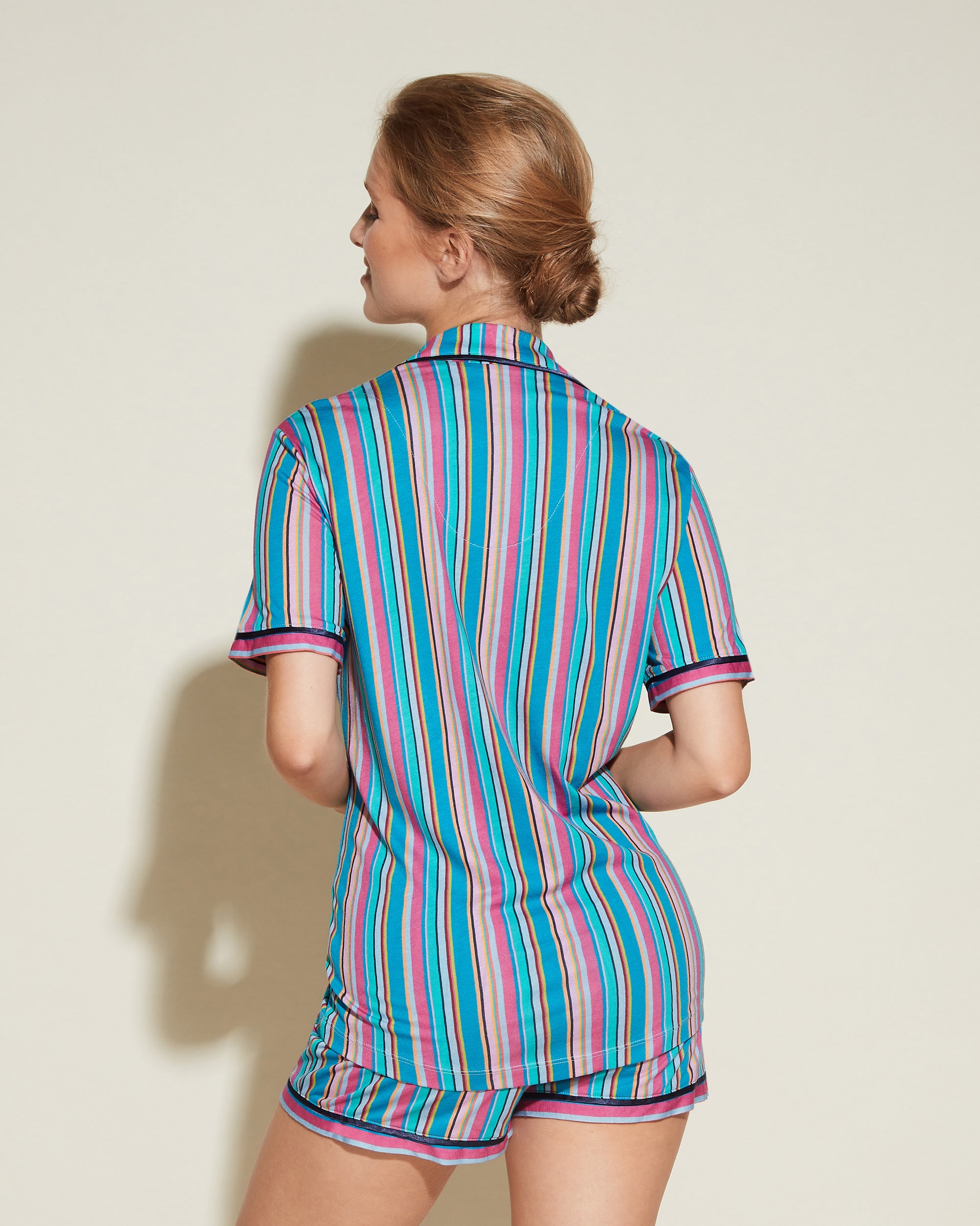 Print Set - Bella Printed Short Sleeve Top & Boxer Pajama Set