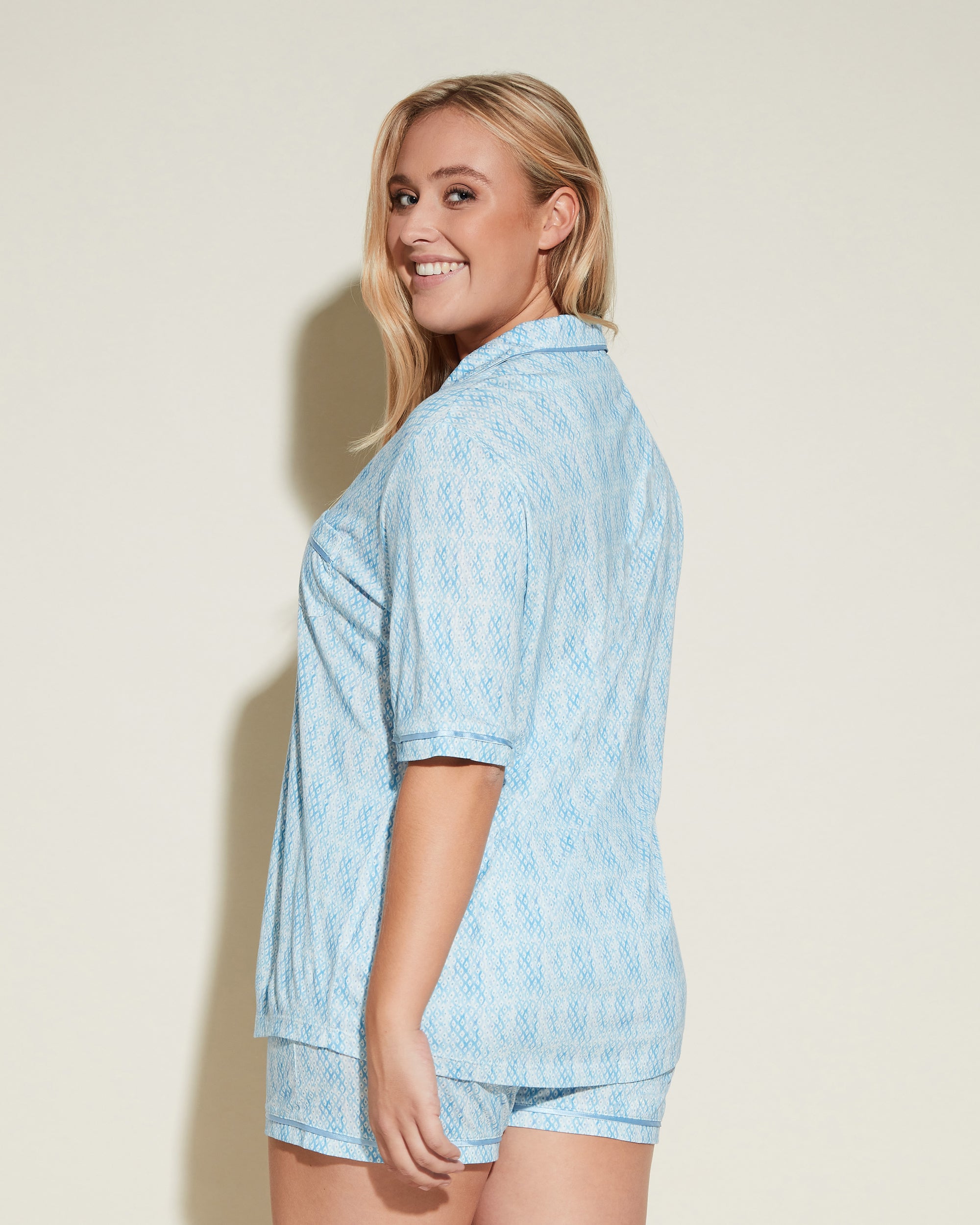 Print Set - Bella Printed Short Sleeve Top & Boxer Pajama Set