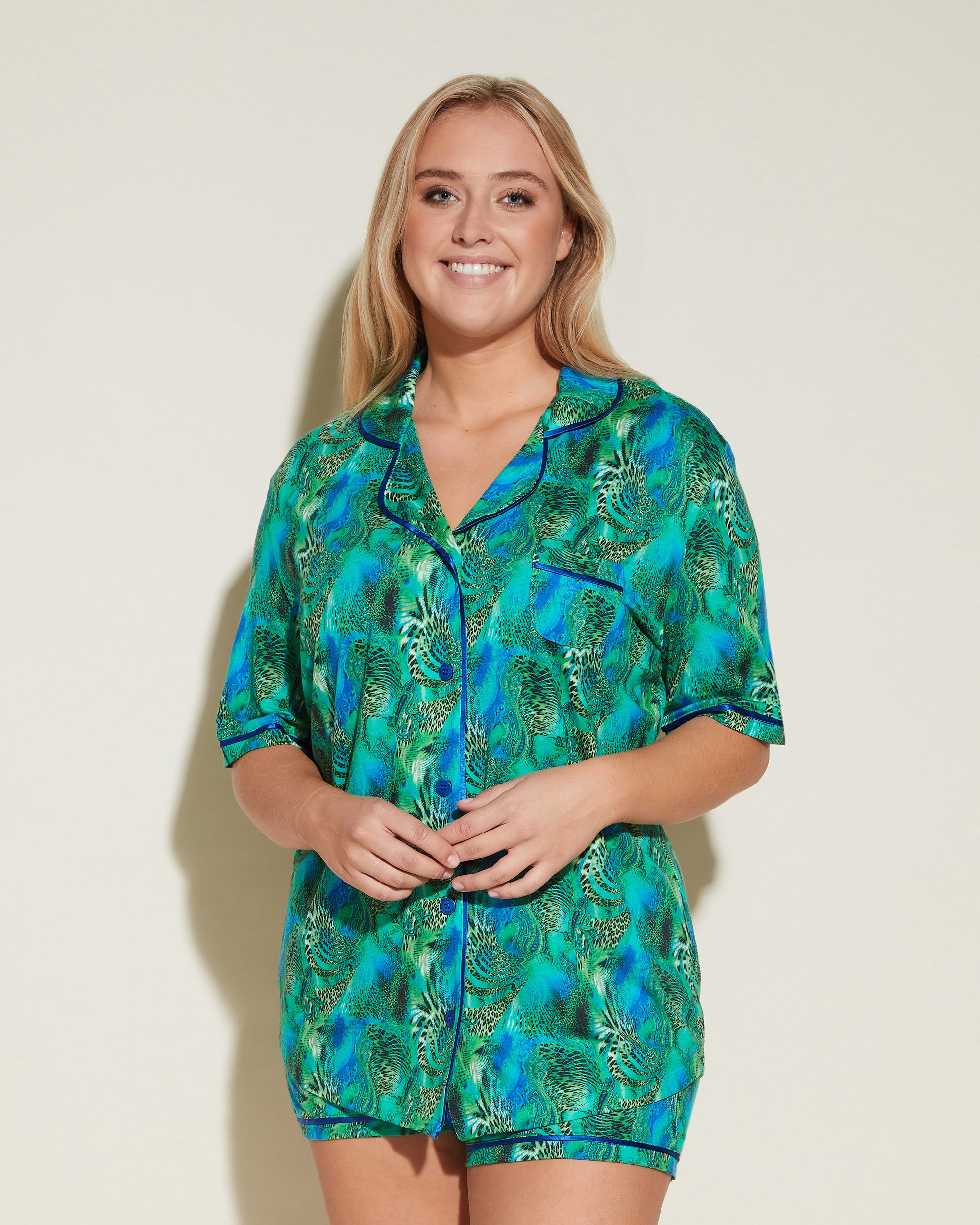 Stampa Set - Bella Printed Pigiama Con Top A Maniche Corte E Boxer