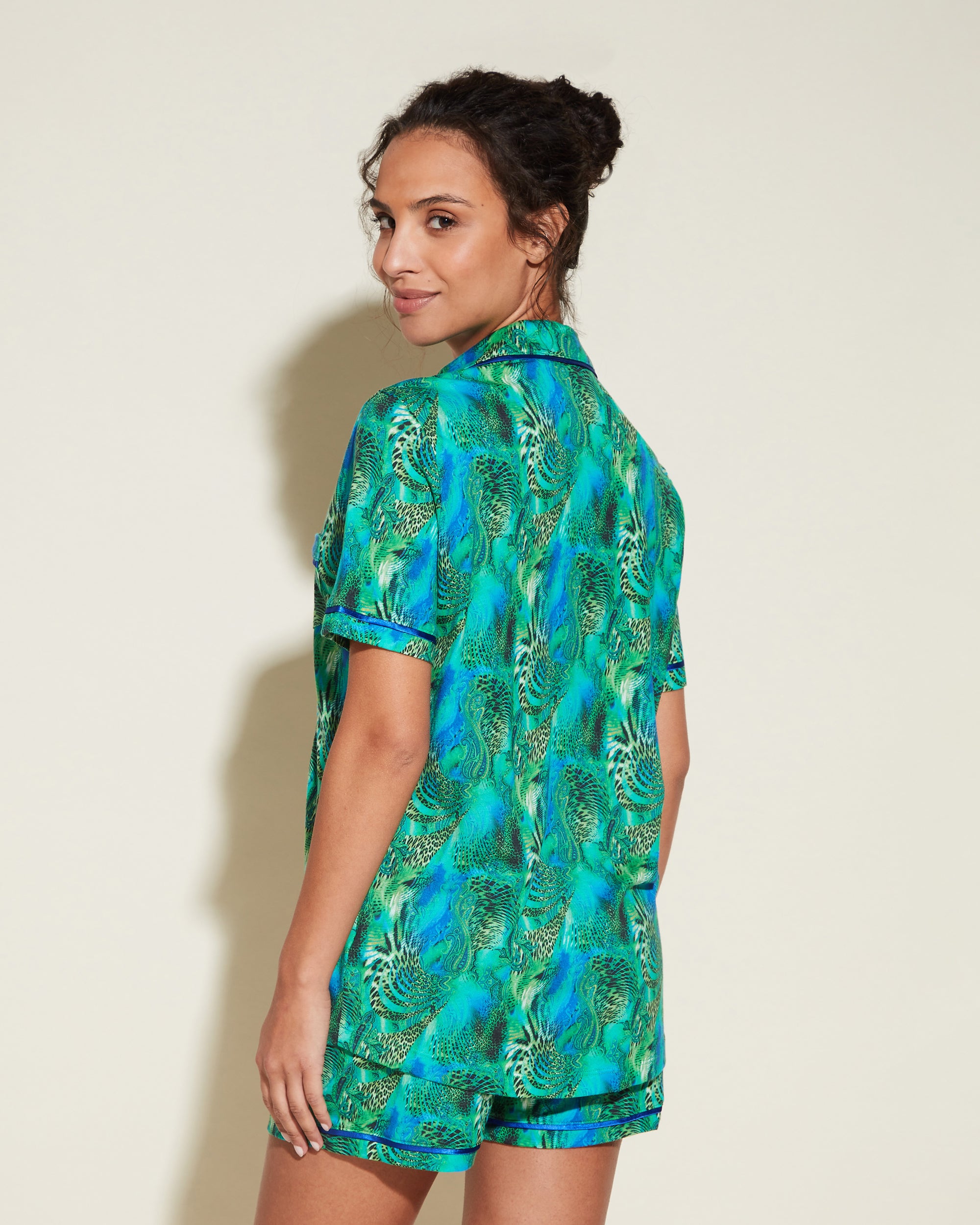 Gedruckt Set - Bella Printed Kurzärmeliges Top & Boxer Pyjama-Set