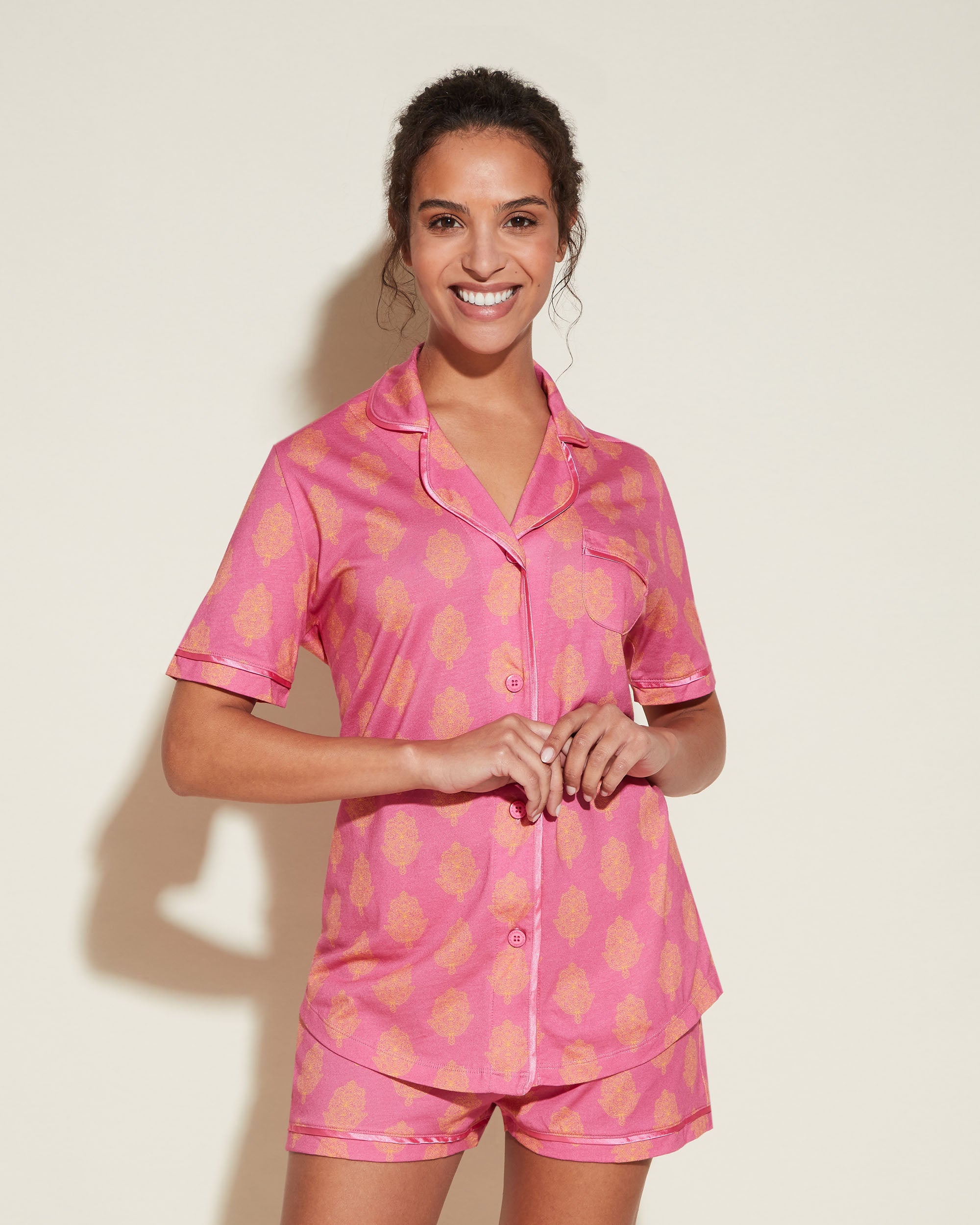 Multi Set - Bella Printed Kurzärmeliges Top & Boxer Pyjama-Set