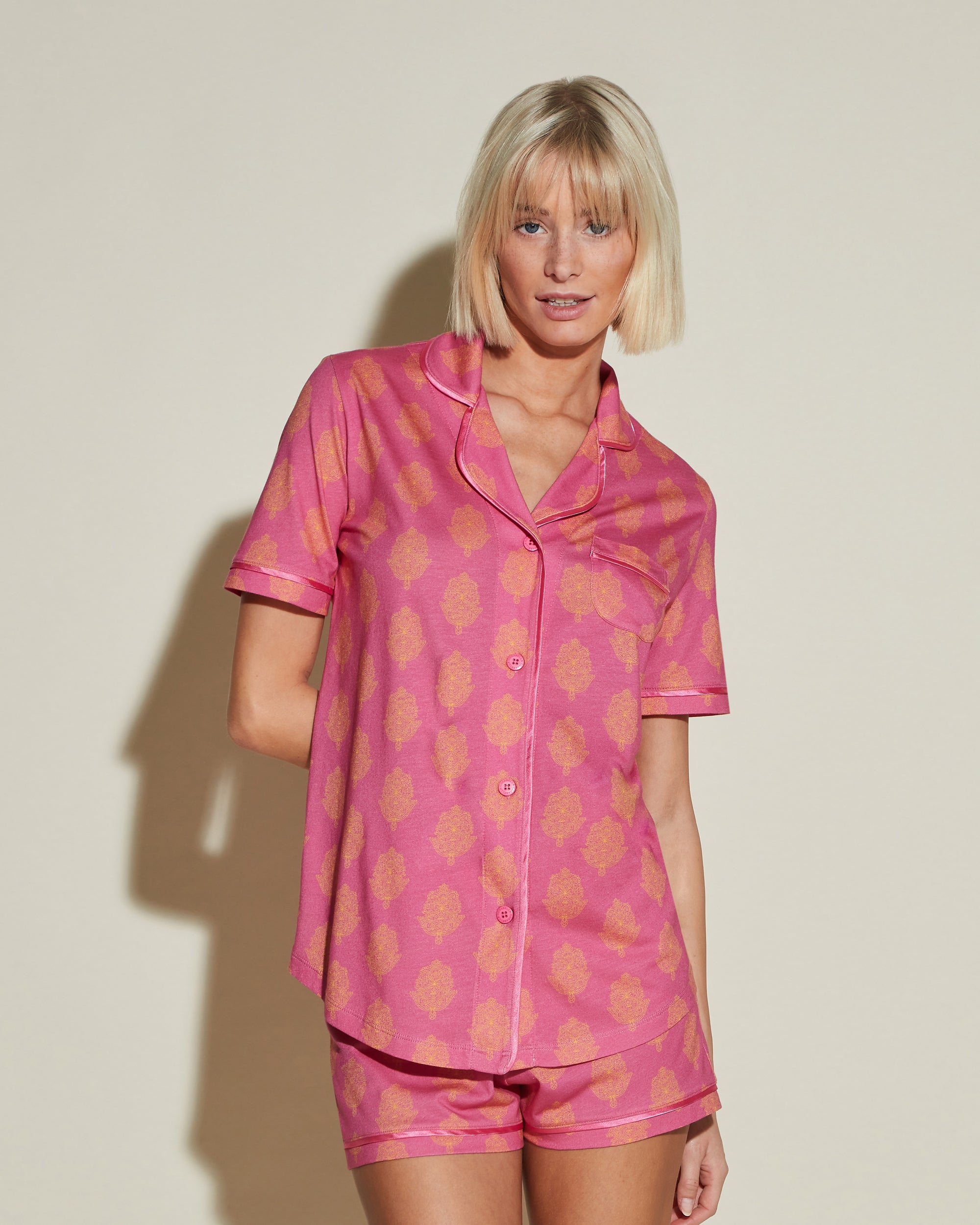 Multi Set - Bella Printed Kurzärmeliges Top & Boxer Pyjama-Set