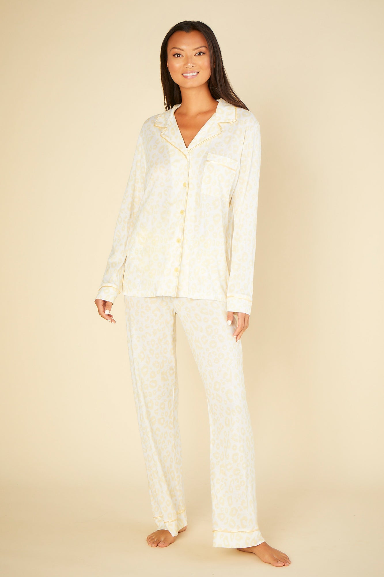 Jaune Ensemble - Bella Printed Haut Manches Longues Et Pantalon De Pyjama