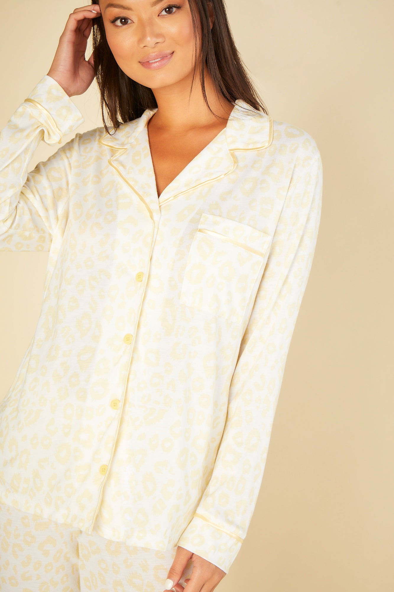 Amarilla Conjuntos - Bella Printed Pijama De Camisa De Manga Larga Y Pantalones