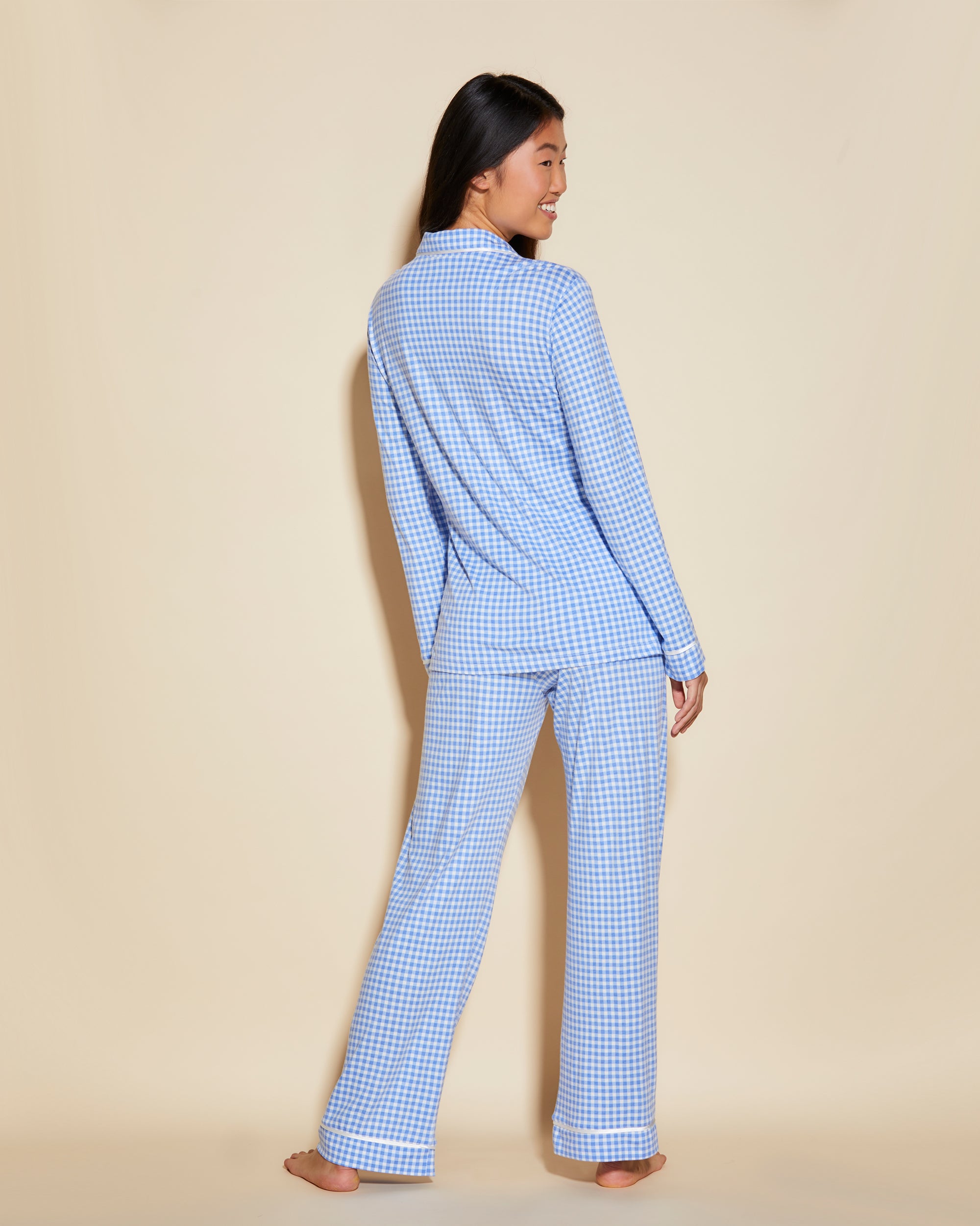 Blau Set - Bella Printed Langärmliges Oberteil & Pyjama-Hose