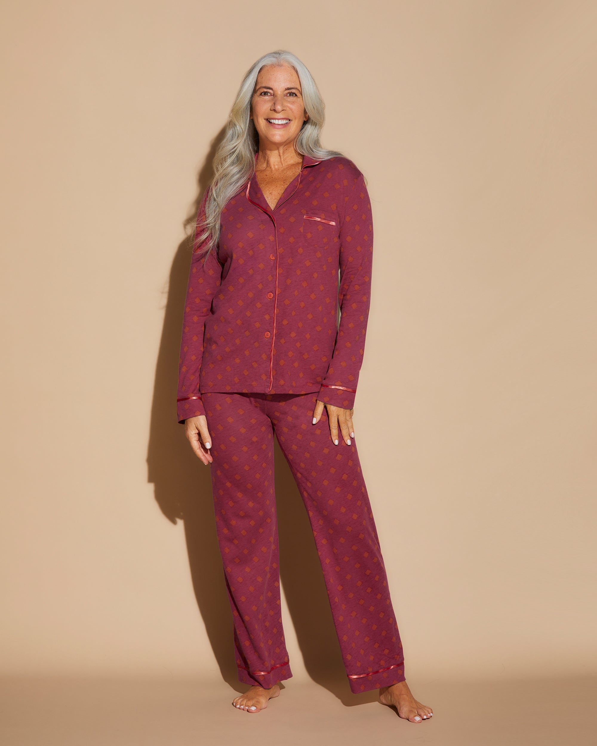 Gedruckt Set - Bella Printed Langärmliges Oberteil & Pyjama-Hose
