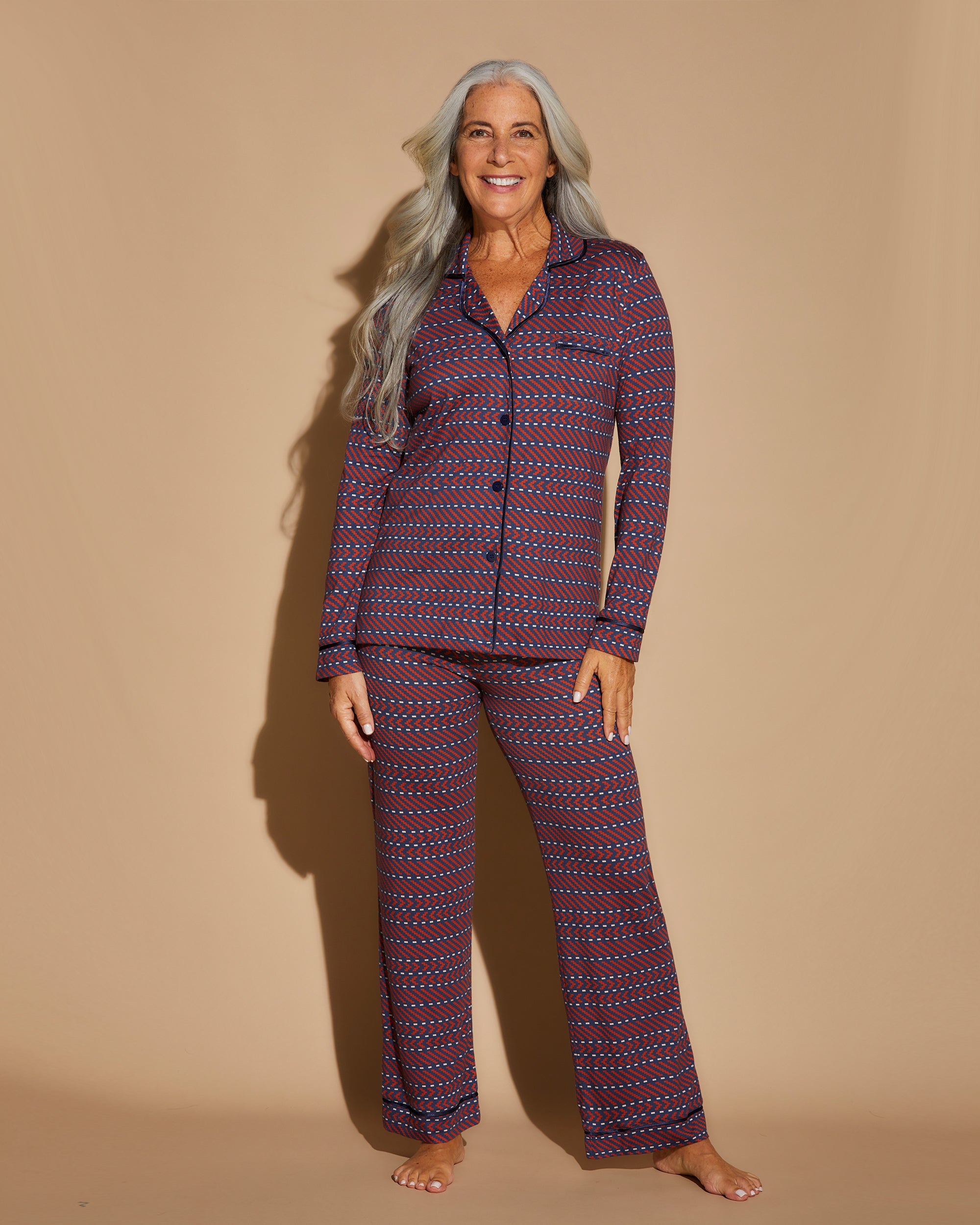 Print Set - Bella Printed Long Sleeve Top & Pant Pajamas