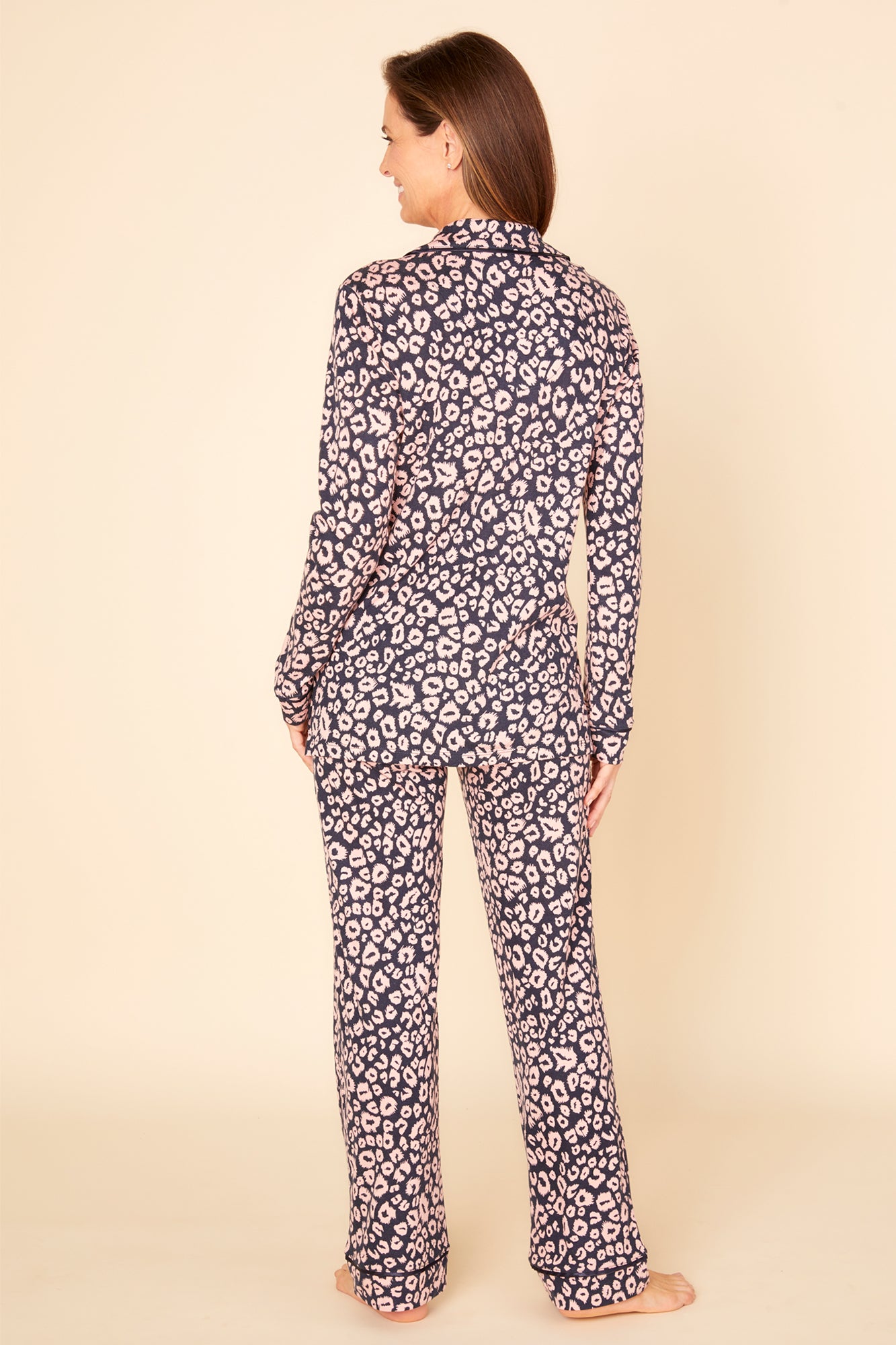 Blu Set - Bella Printed Pigiama Con Top A Maniche Lunghe E Pantaloni