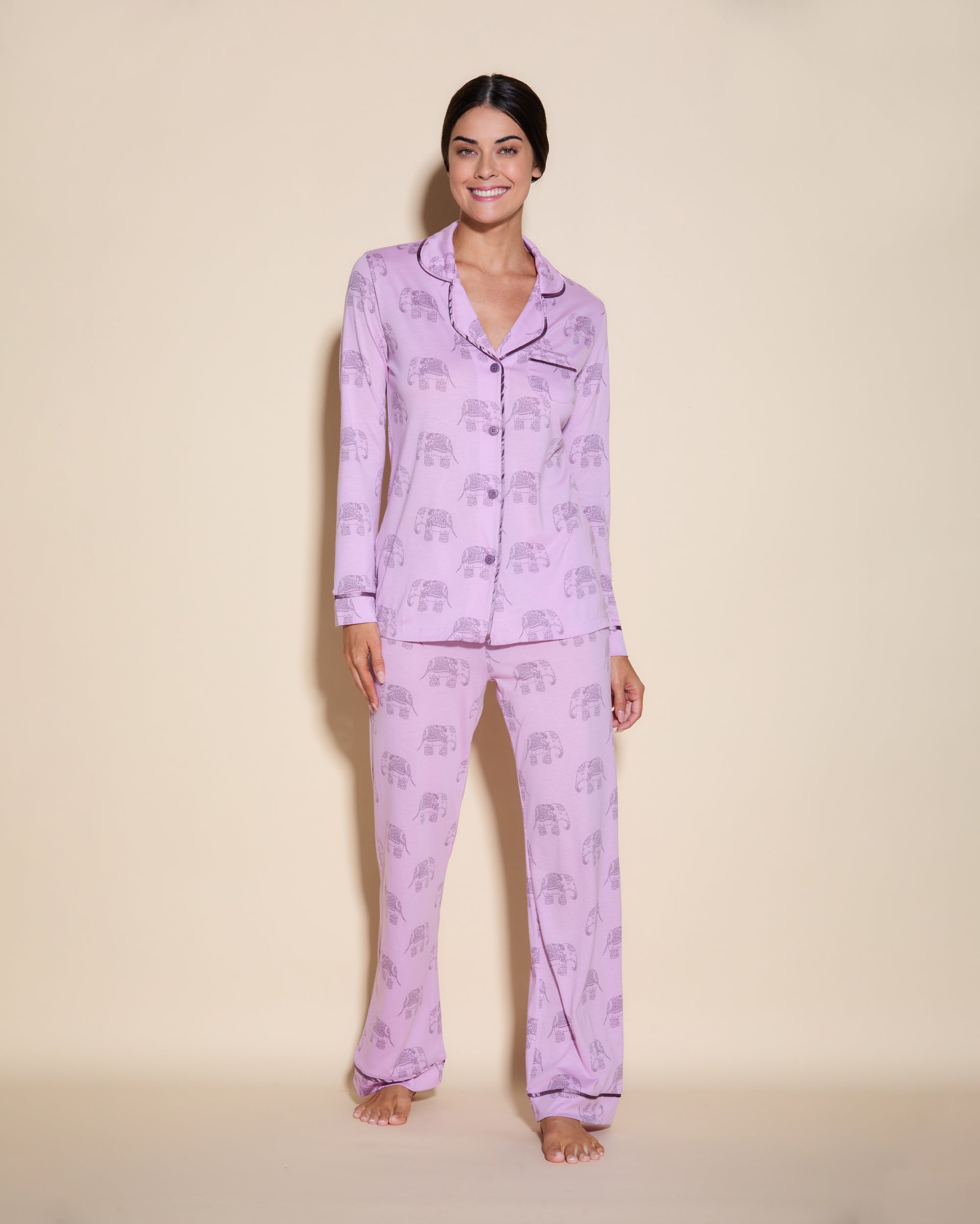 Gedruckt Set - Bella Printed Langärmliges Oberteil & Pyjama-Hose