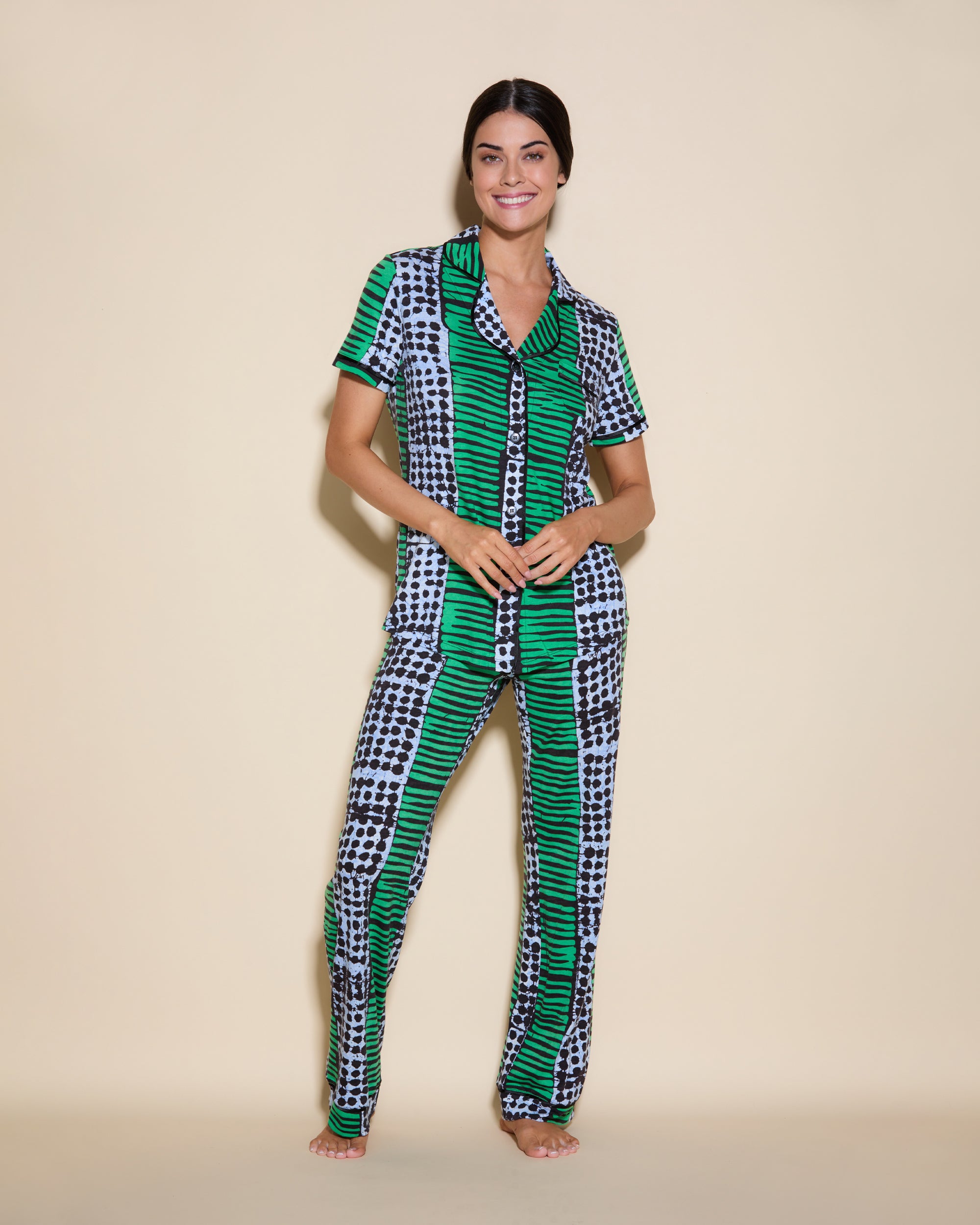 Imprimé Ensemble - Bella Printed Ensemble De Pyjama Haut Manches Courtes Et Pantalon