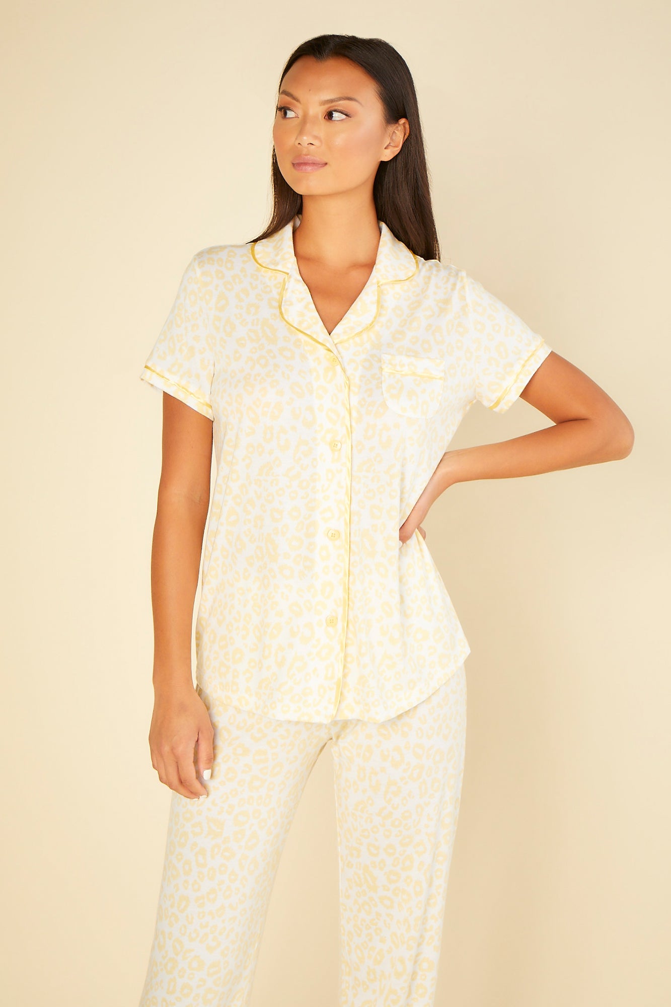 Yellow Set - Bella Printed Short Sleeve Top & Pant Pajamas