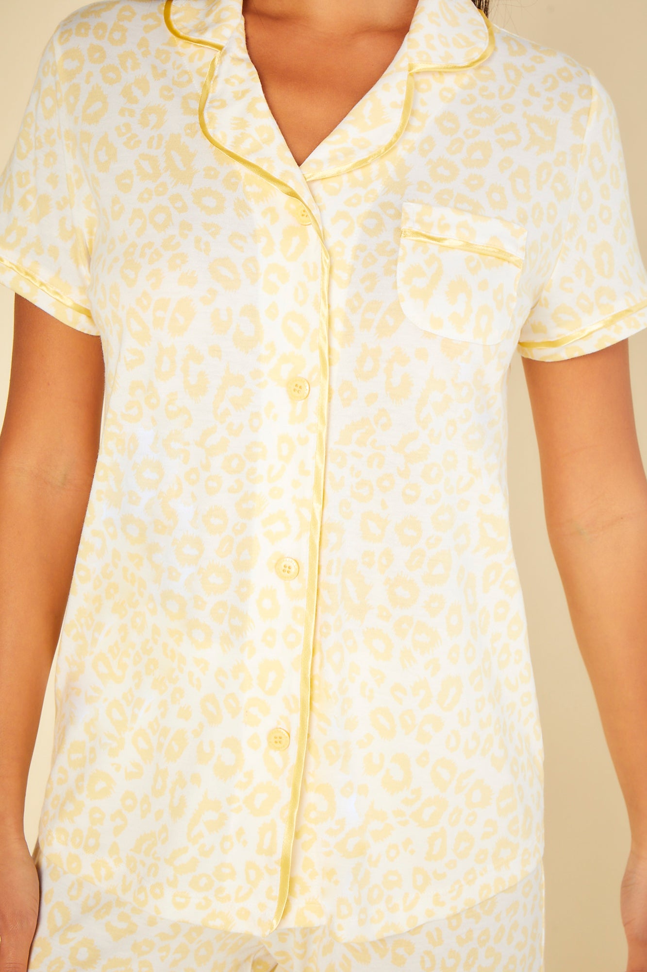 Jaune Ensemble - Bella Printed Haut Manches Courtes & Pantalon De Pyjama