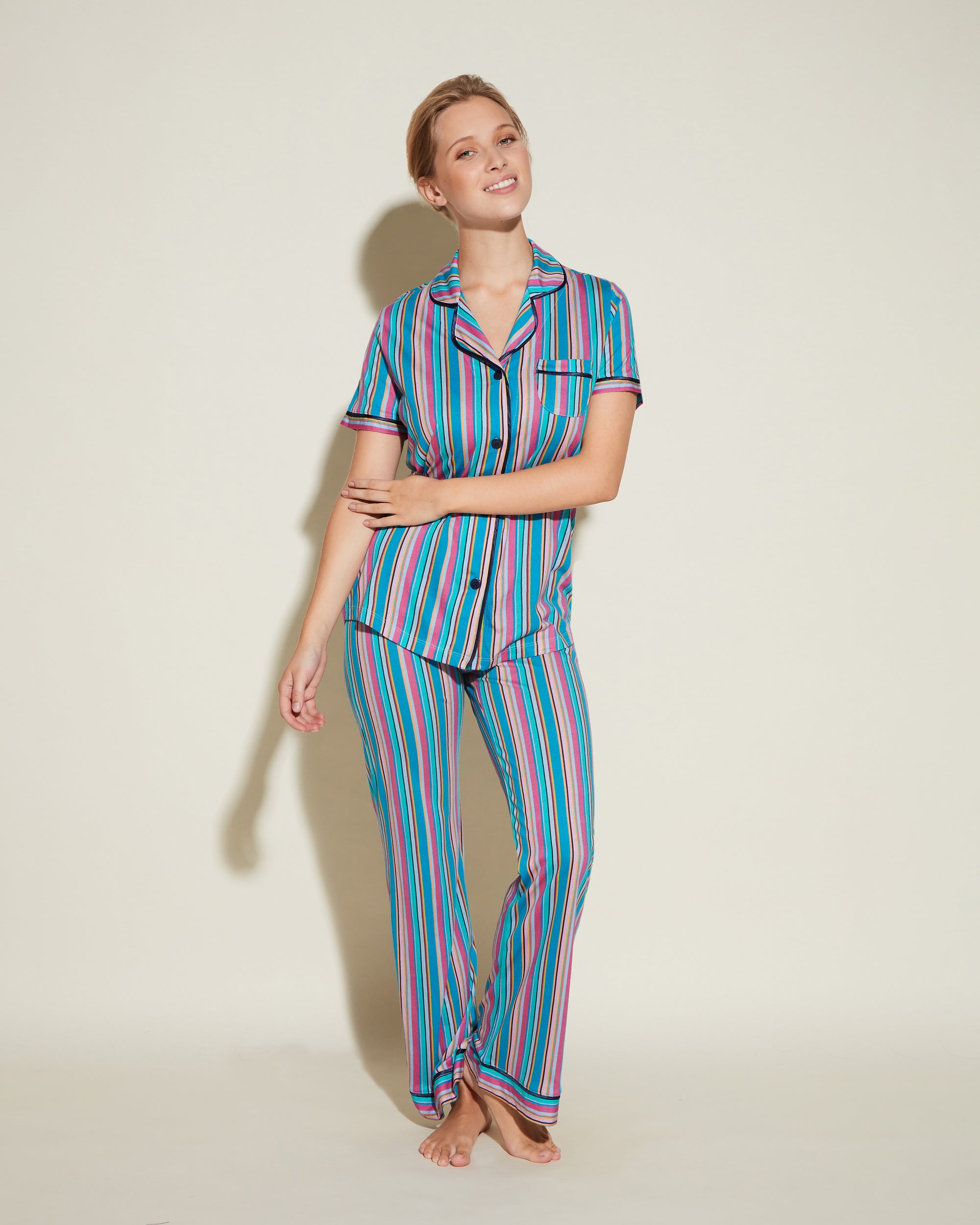 Stampa Set - Bella Printed Pigiama Con Top A Manica Corta E Pantaloni