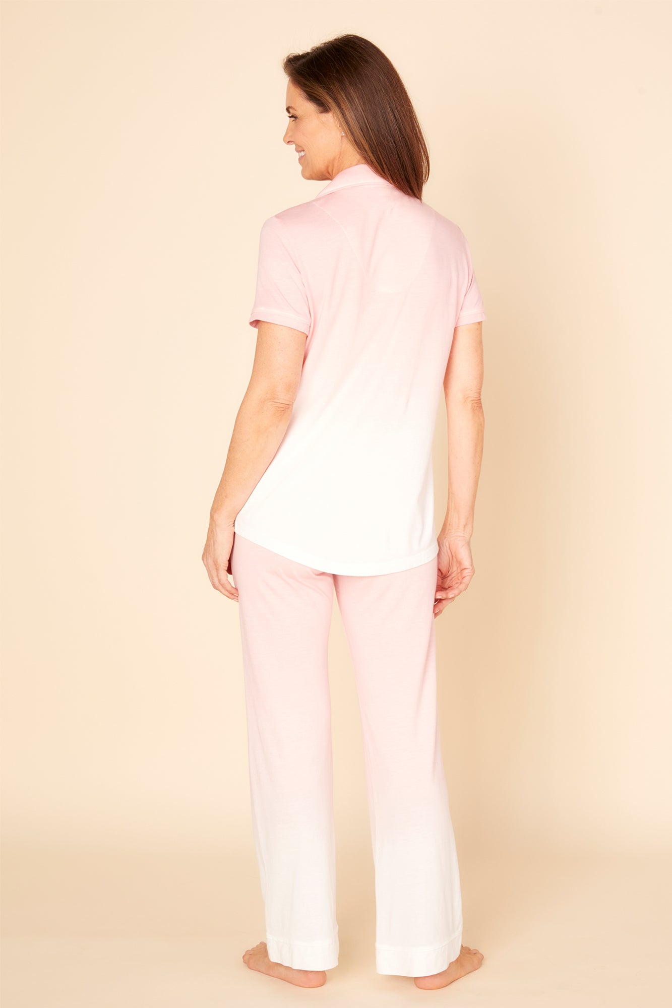 Rosa Set - Bella Printed Kurzärmliges Oberteil & Pyjama-Hose