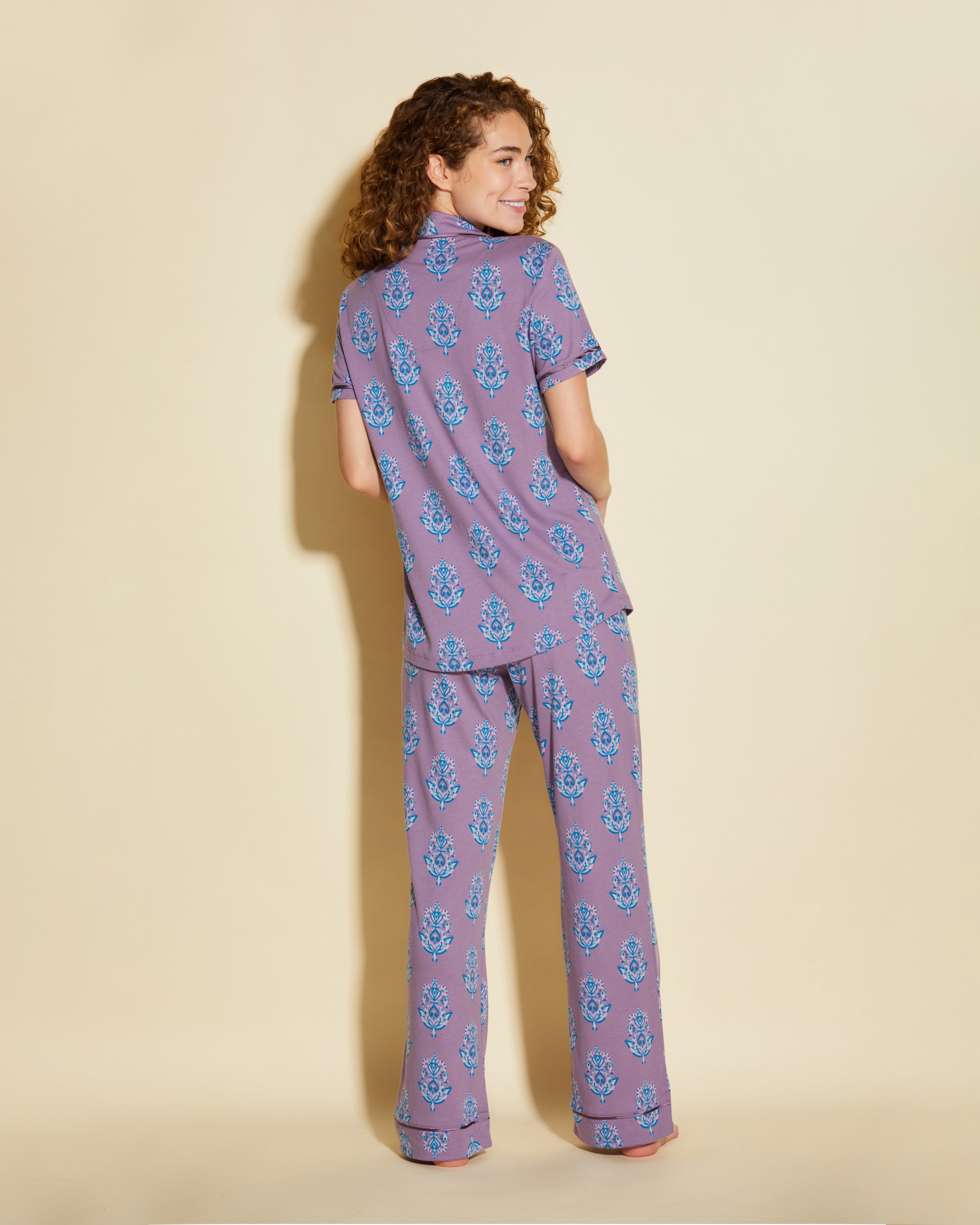 Gedruckt Set - Bella Printed Kurzärmeliges Top & Hose Pyjama-Set