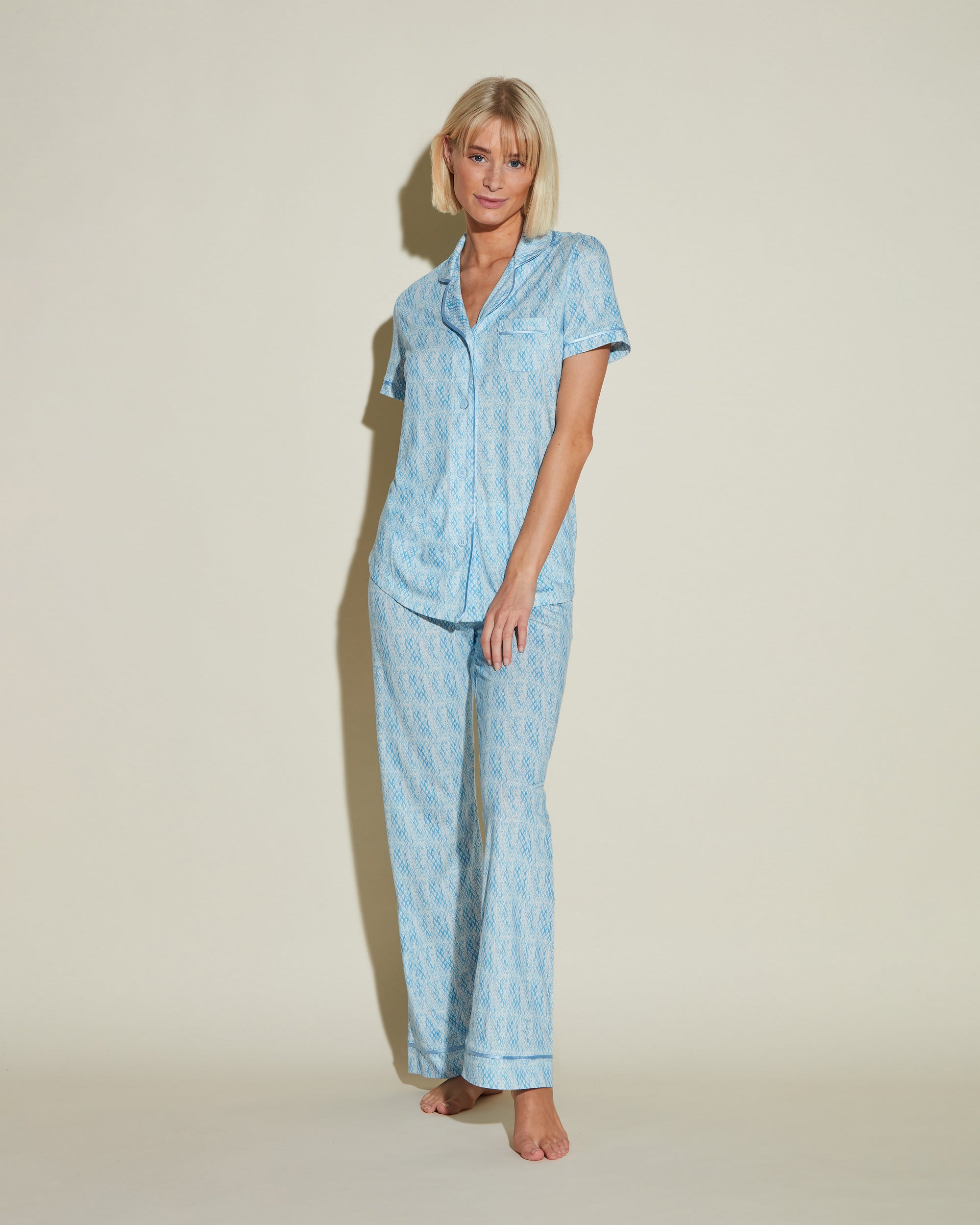 Print Set - Bella Printed Short Sleeve Top & Pant Pajama Set