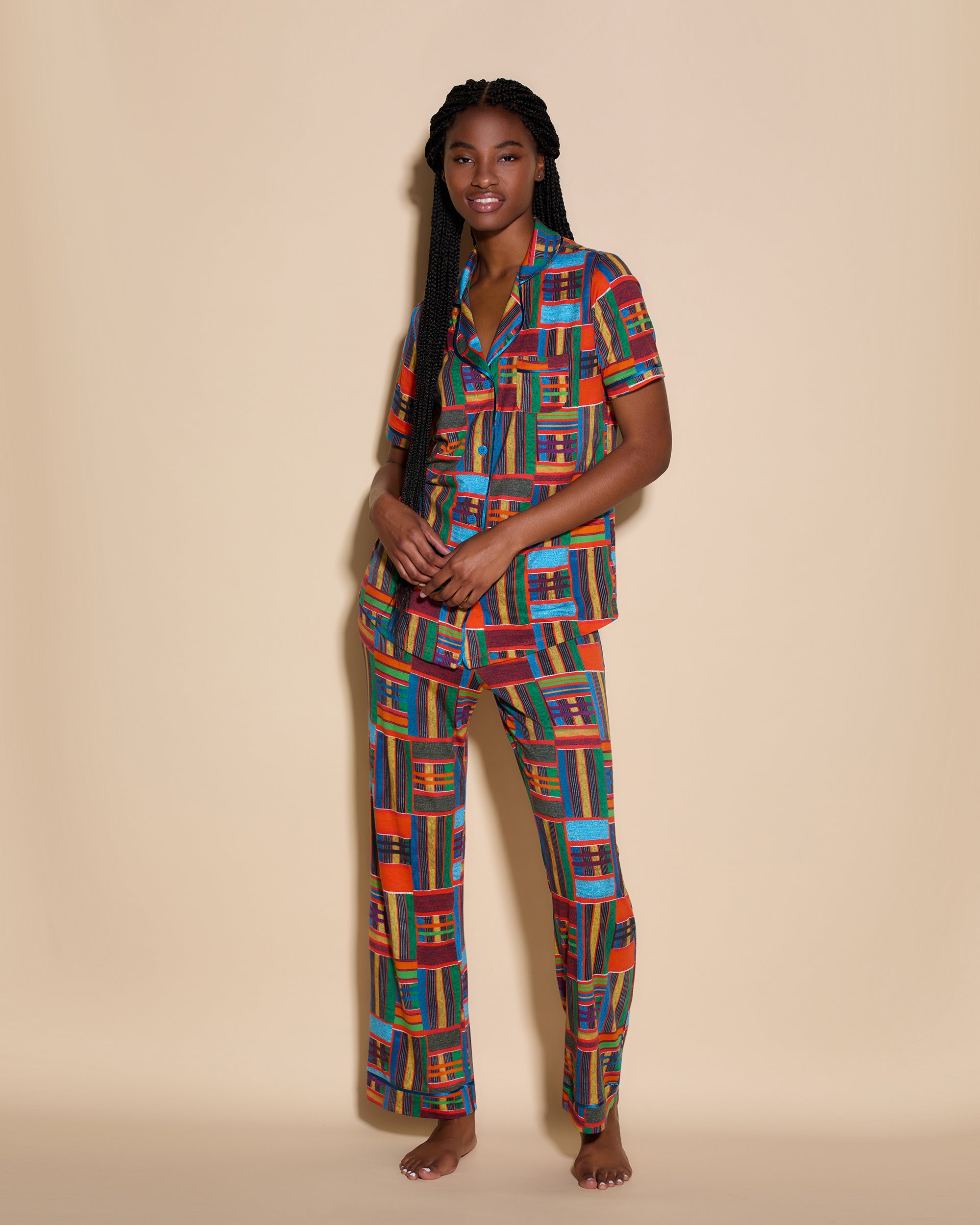 Estampado Conjuntos - Bella Printed Conjunto De Pijama Con Camiseta De Manga Corta Y Pantalones