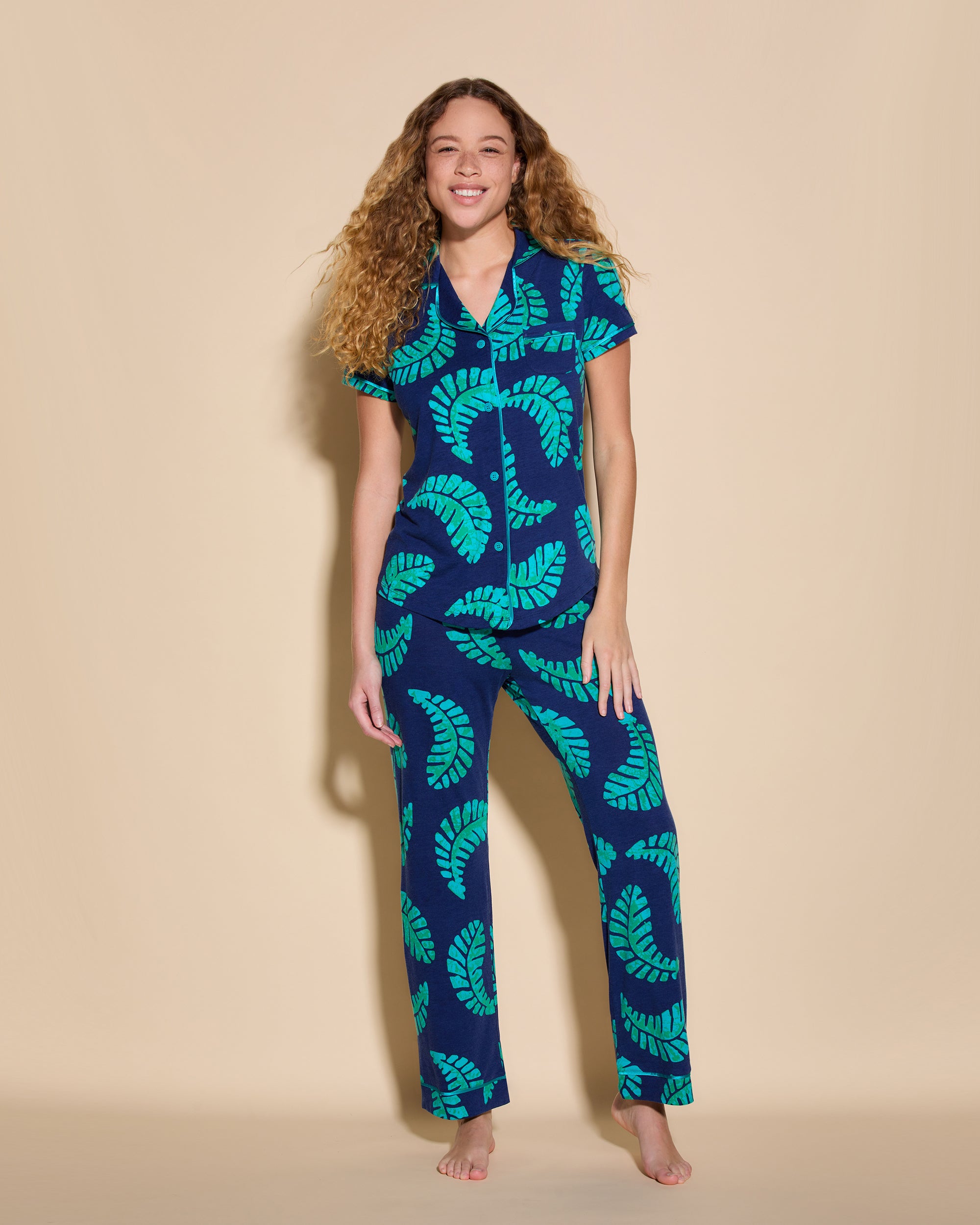 Gedruckt Set - Bella Printed Set, Bestehend Aus Einem Kurzärmeligen Oberteil Und Hose-Pyjama