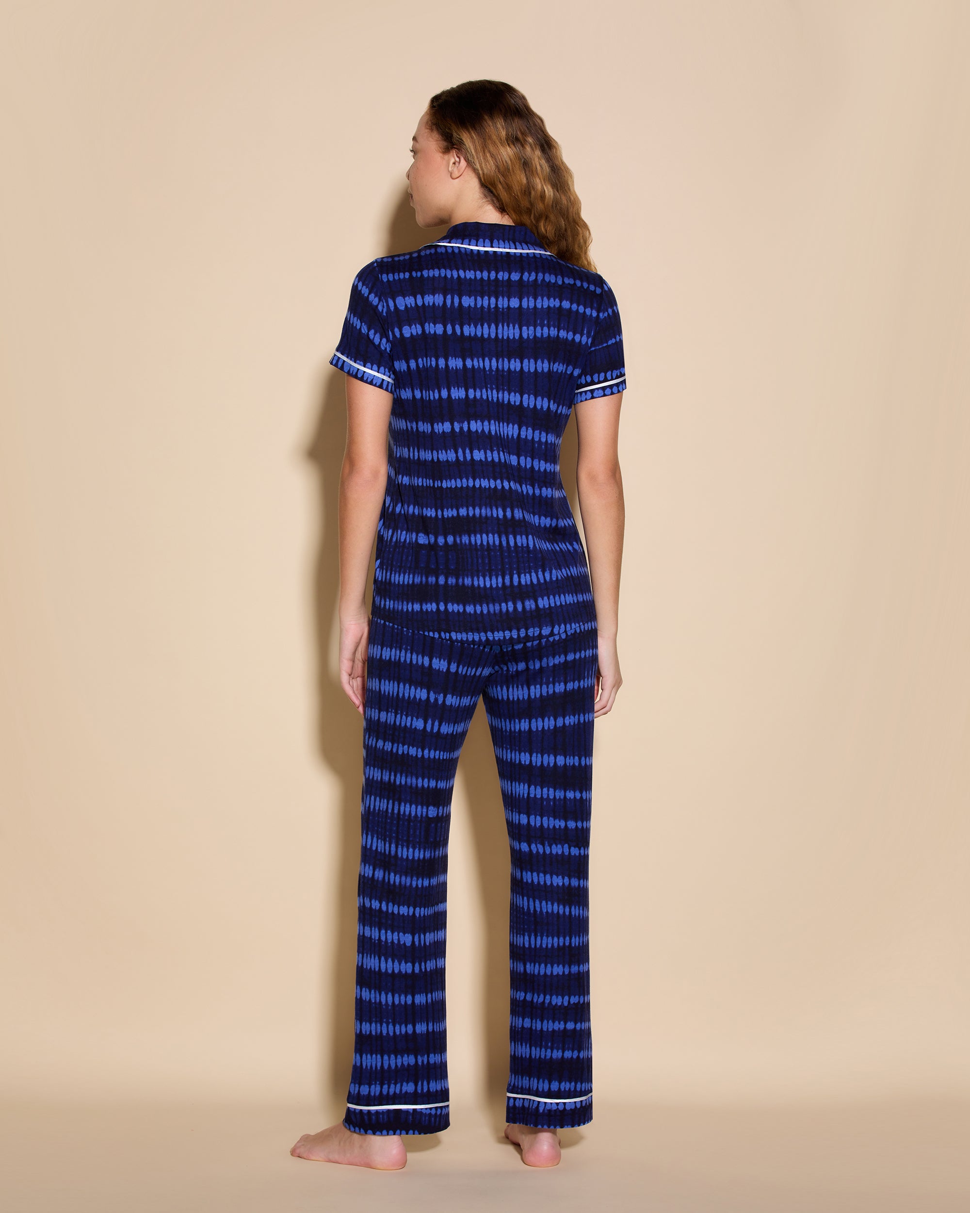 Print Set - Bella Printed Short Sleeve Top And Pant Pajama Set