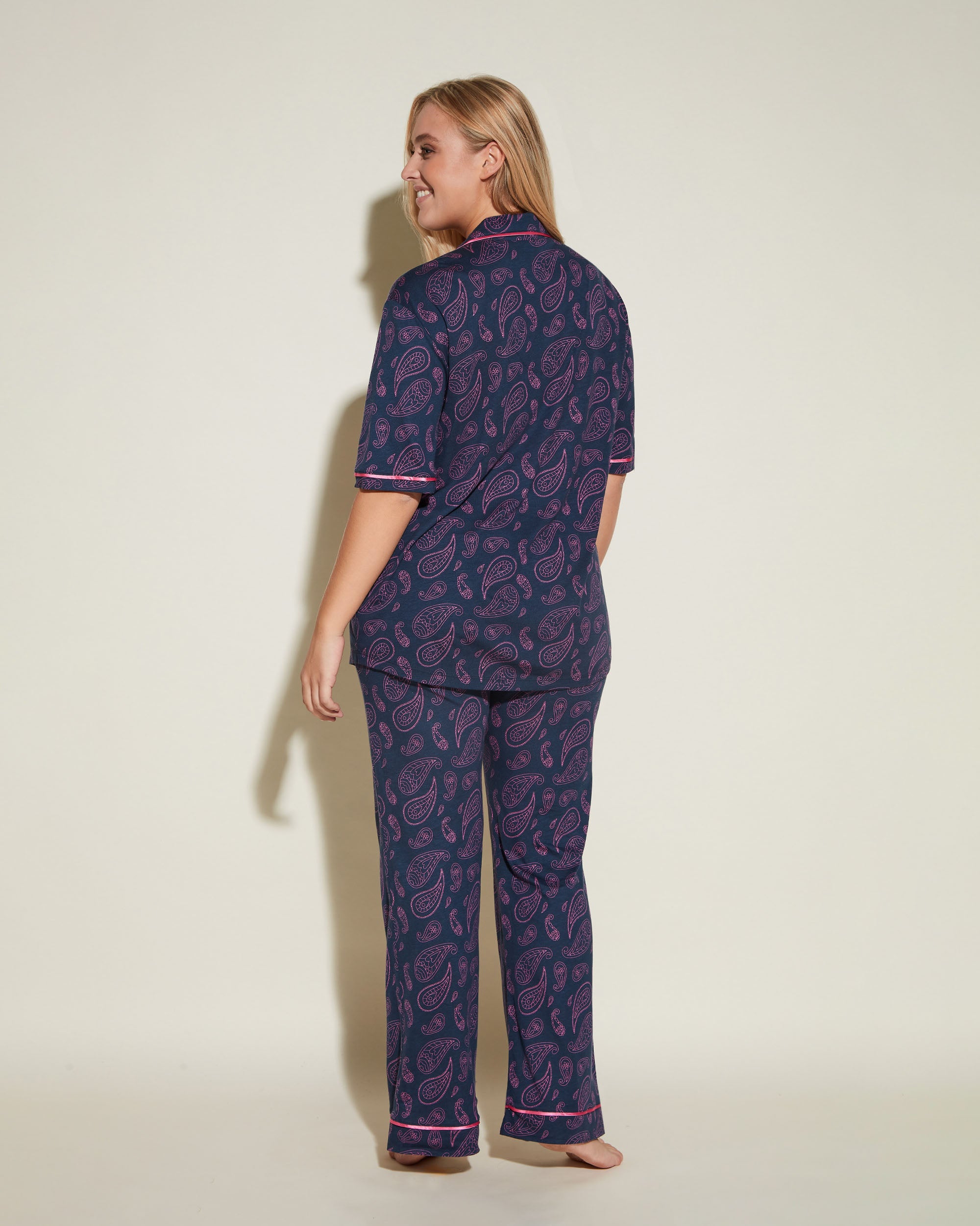 Gedruckt Set - Bella Printed Kurzärmeliges Top & Hose Pyjama-Set