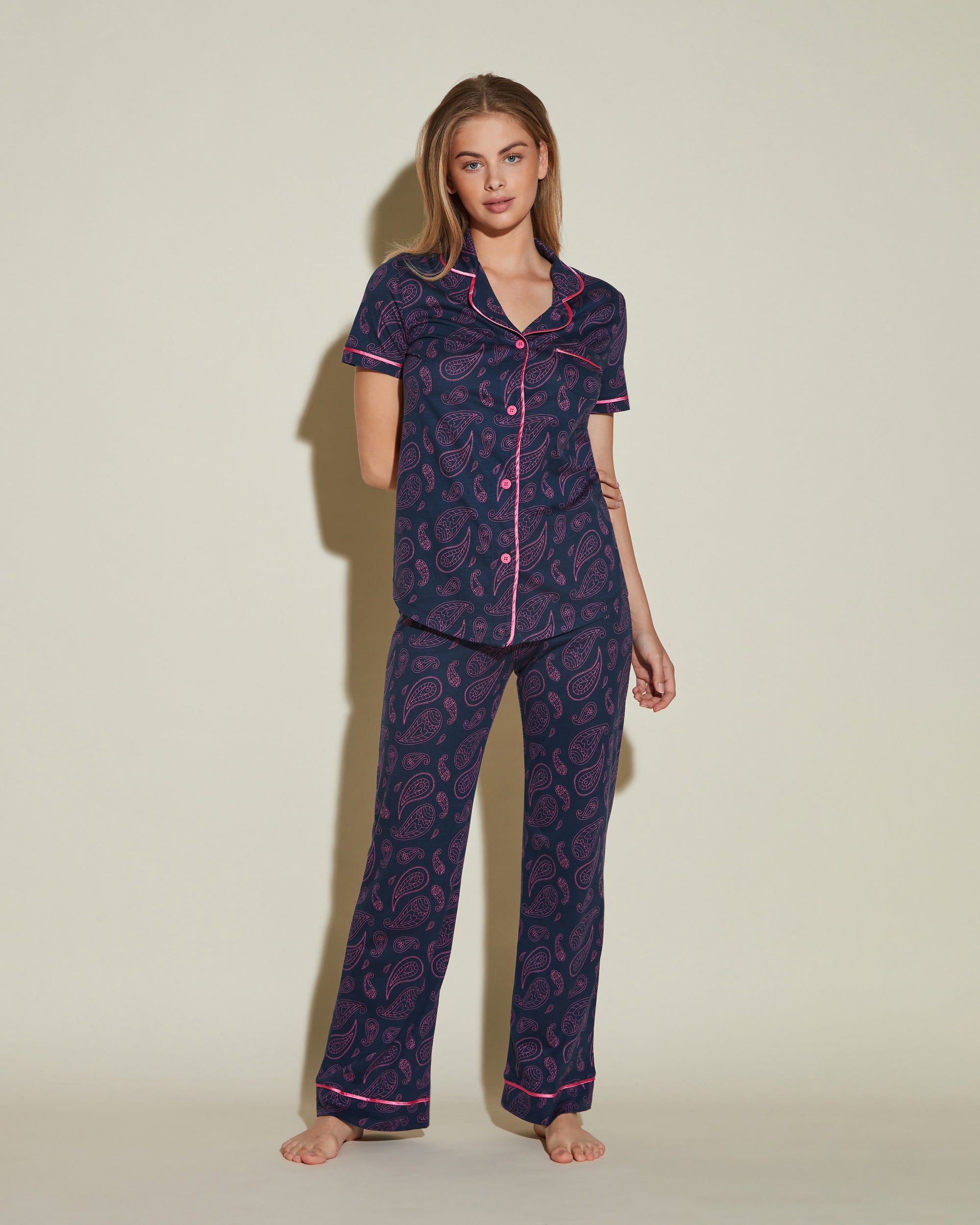 Imprimé Ensemble - Bella Printed Ensemble Pyjama Haut À Manches Courtes Et Pantalon