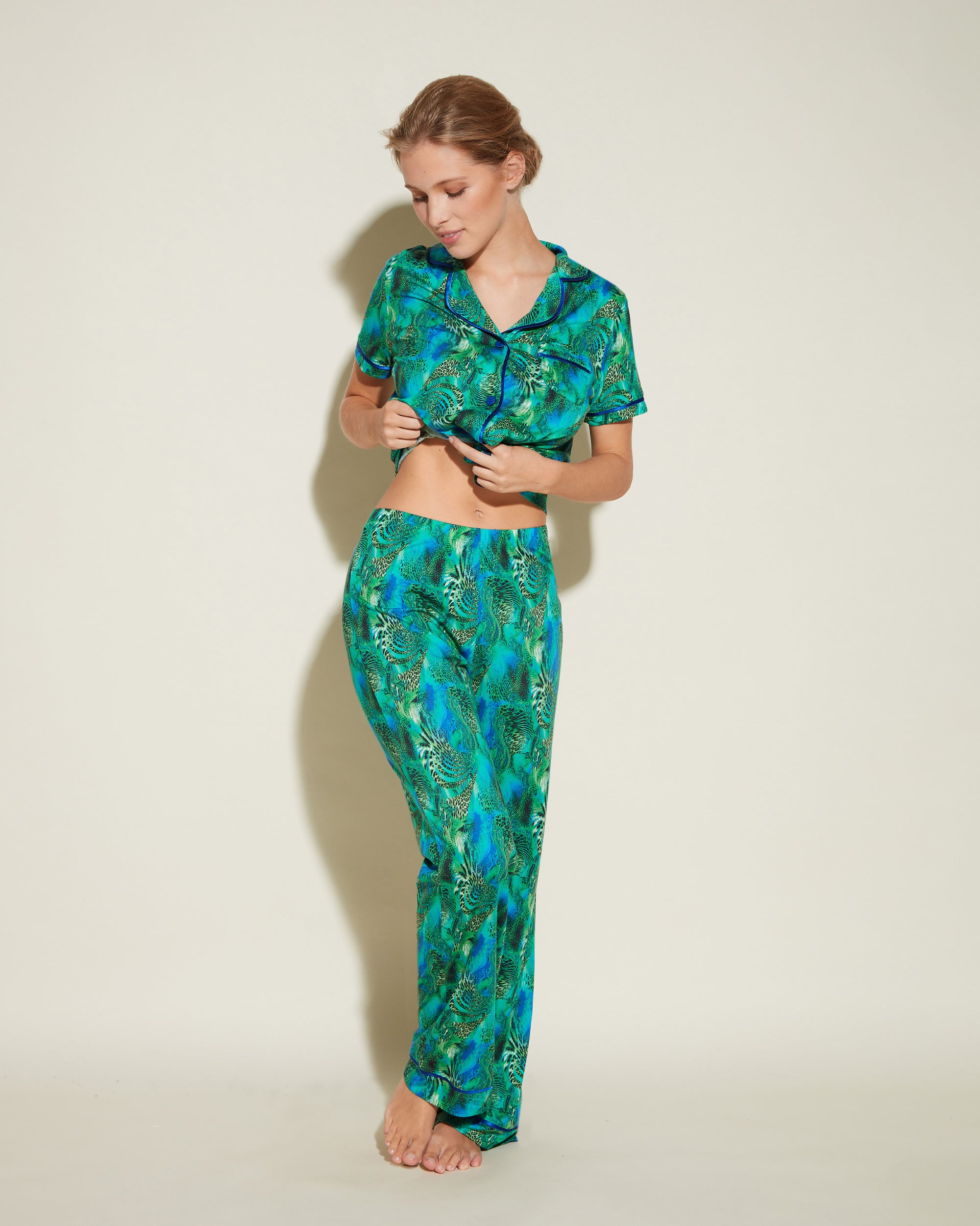 Stampa Set - Bella Printed Pigiama Con Top A Manica Corta E Pantaloni