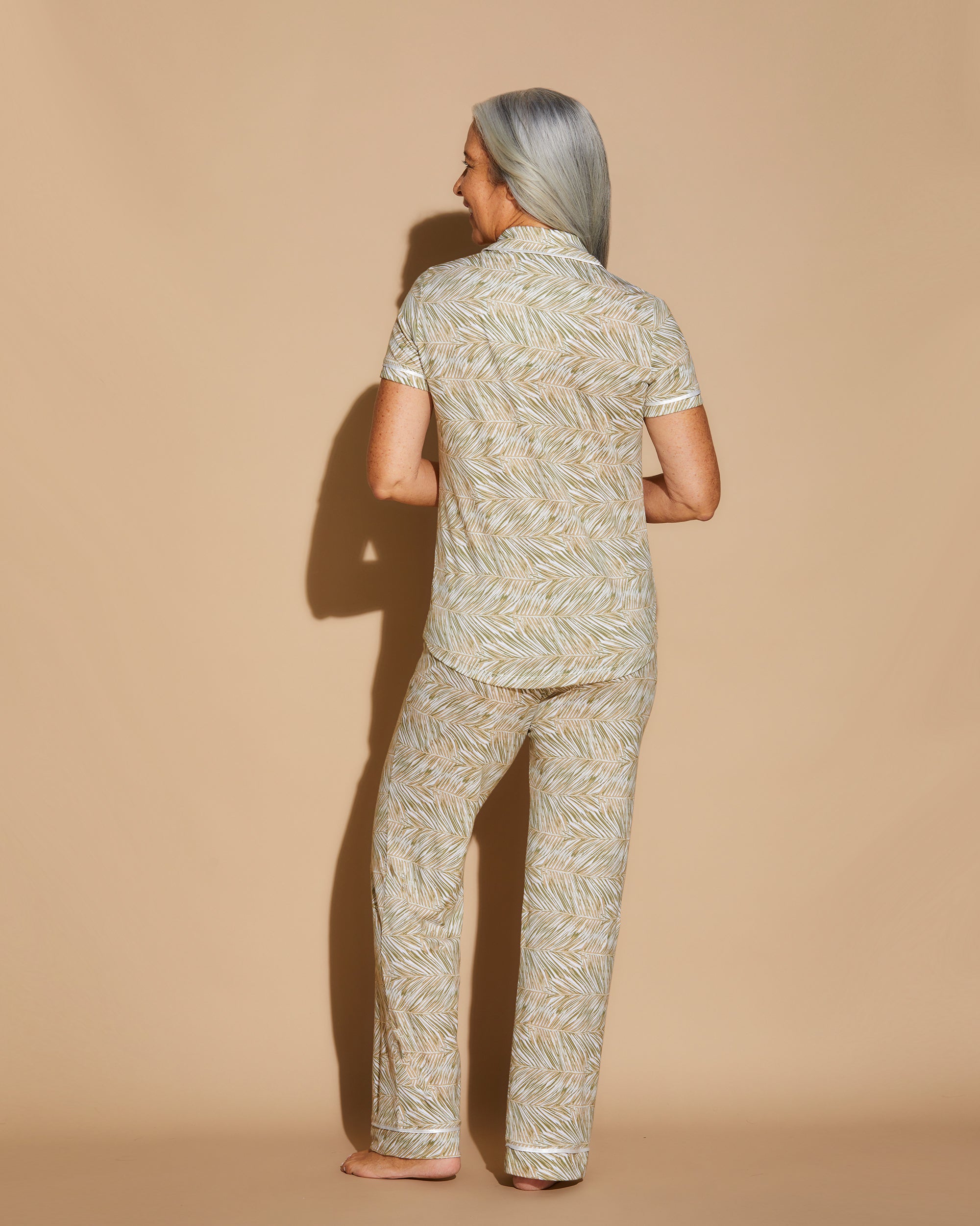 Print Set - Bella Printed Short Sleeve Top And Boxer Pajama Set