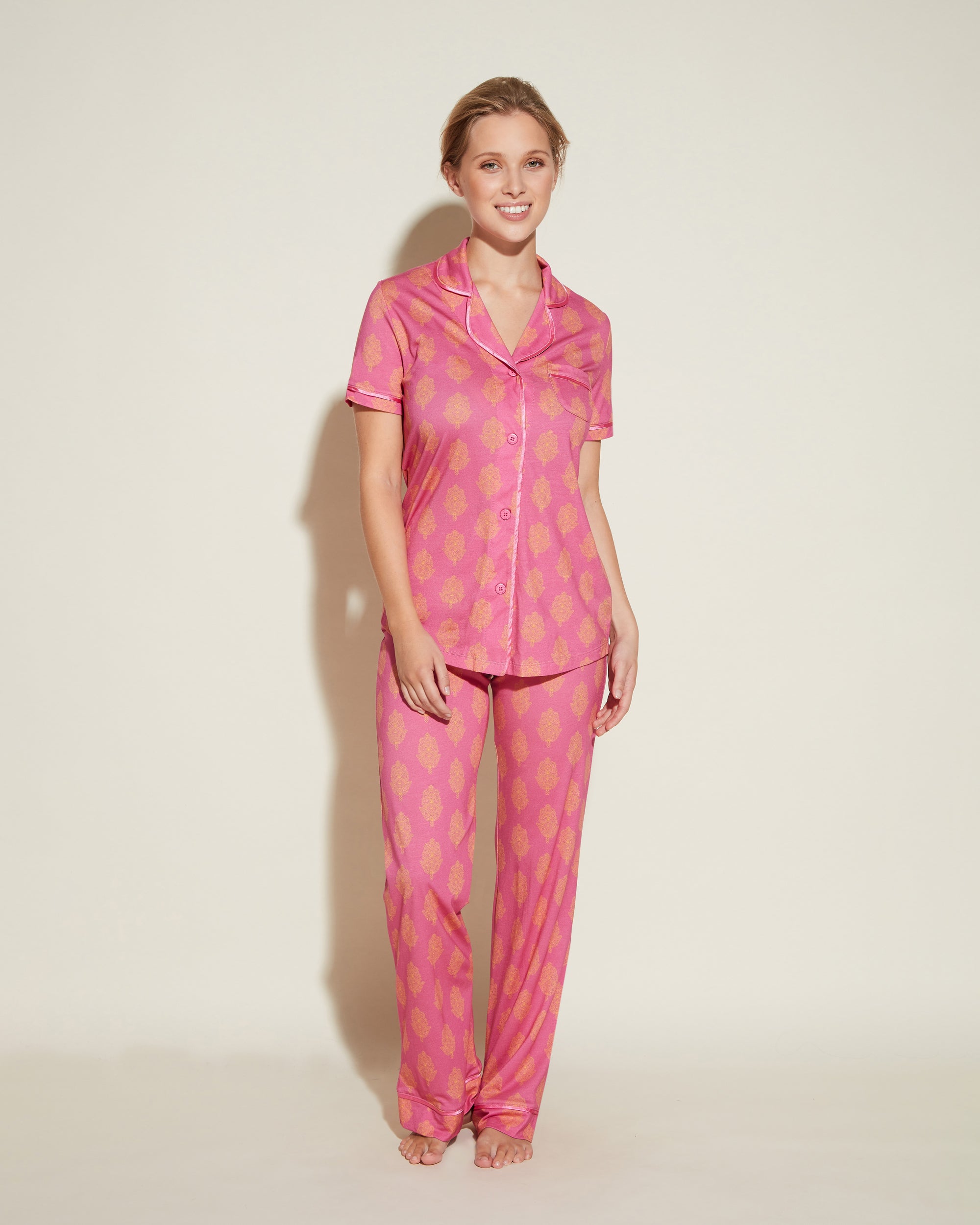 Multi Set - Bella Printed Short Sleeve Top & Pant Pajama Set